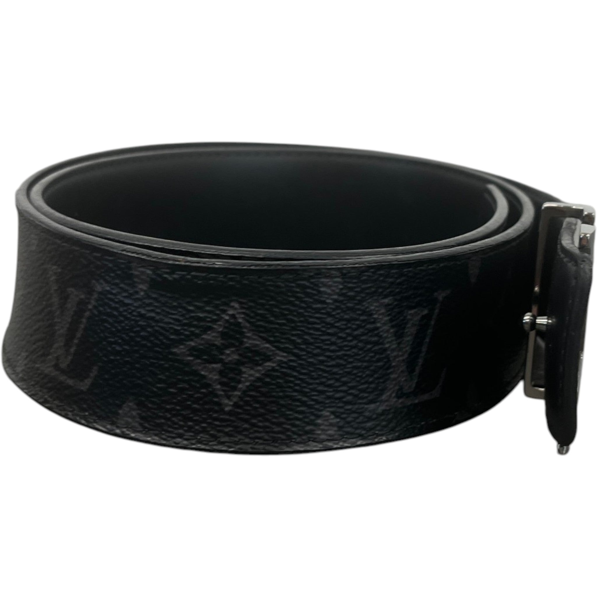 Men's Lv Initials Belt Black Size Waist 36"