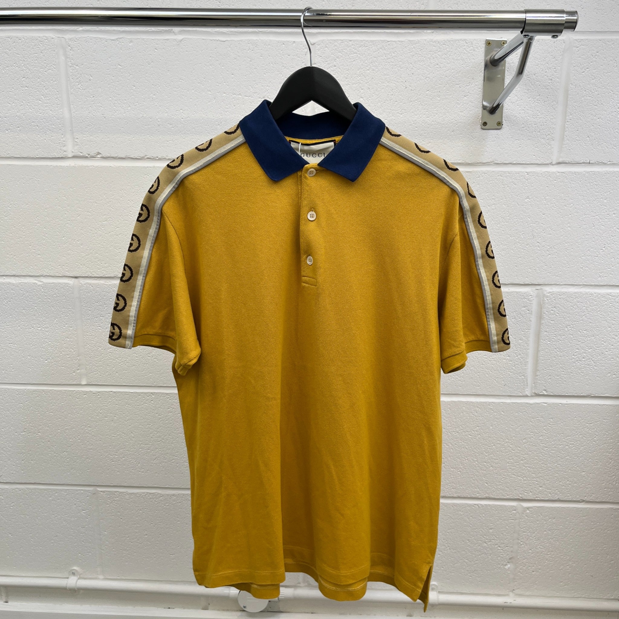Men's Gg Stripe Polo Shirt Yellow Size XL