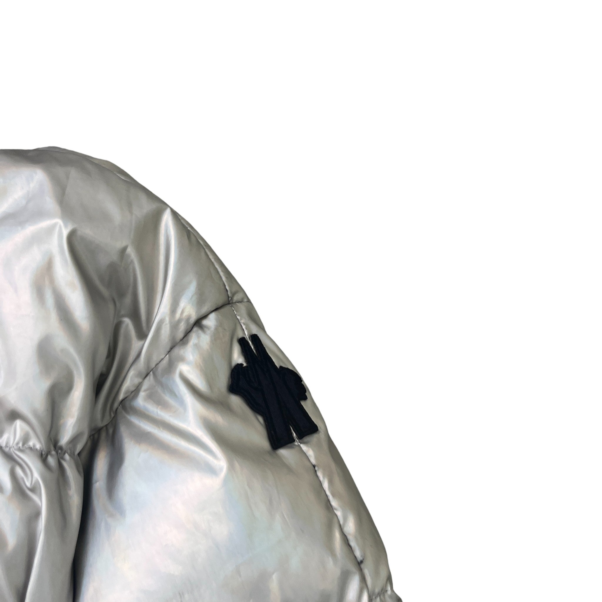 Women's Olligan Holographic Hooded Belted Down Jacket Silver Size 1 / UK 10