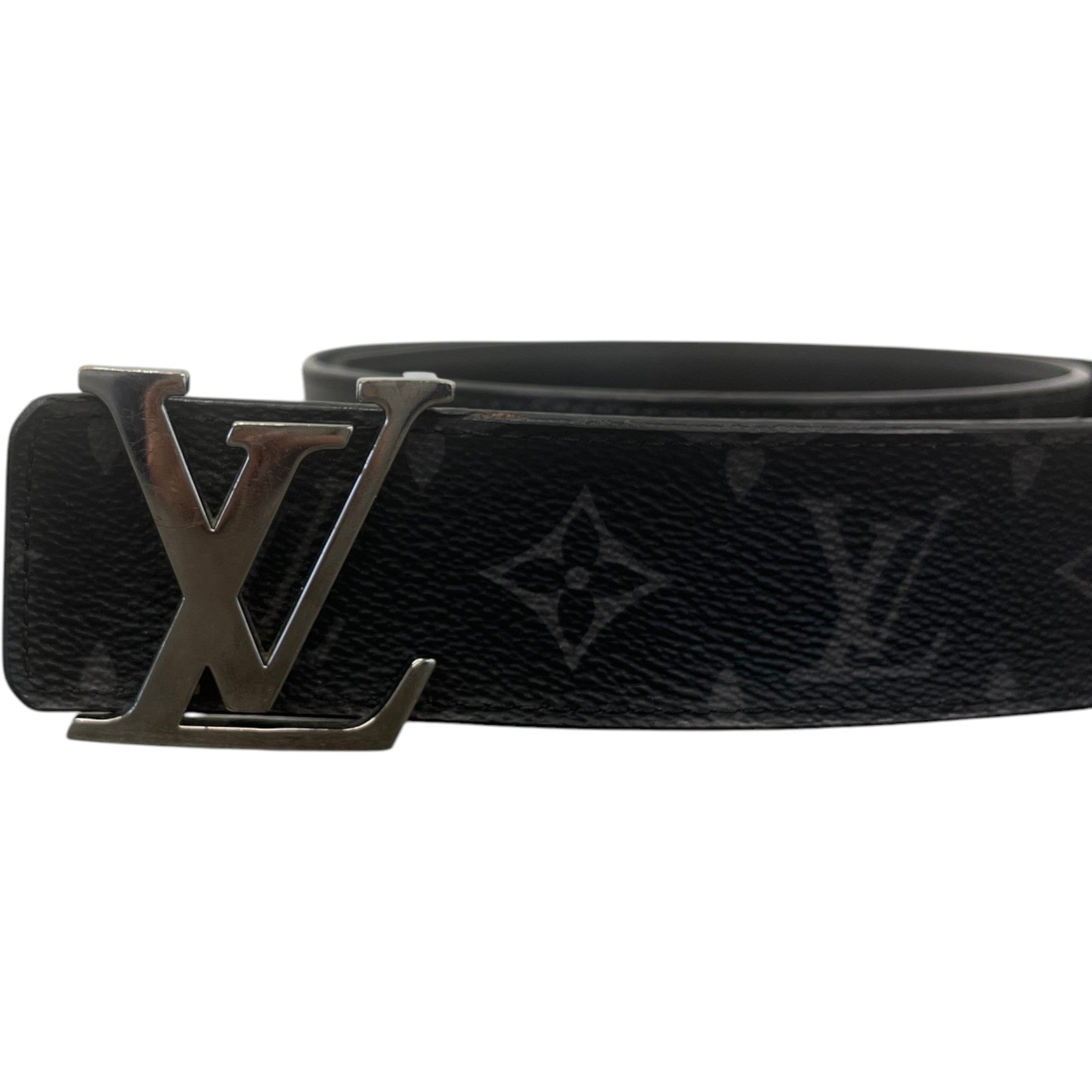 Men's Lv Initials Belt Black Size Waist 36"