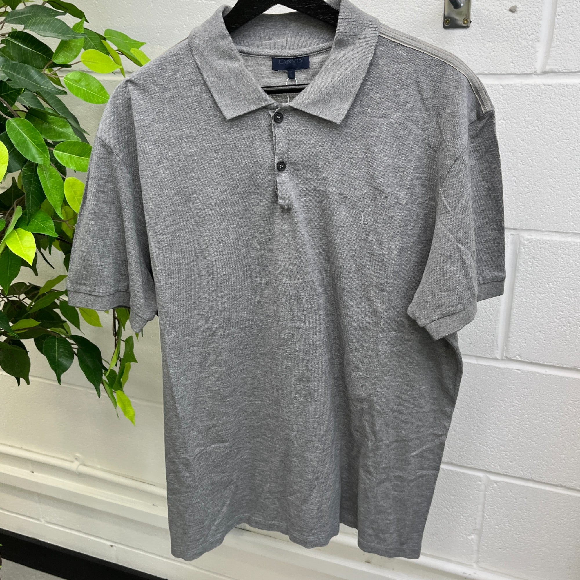 Men's Embroidered Logo Polo Shirt Grey Size XXL