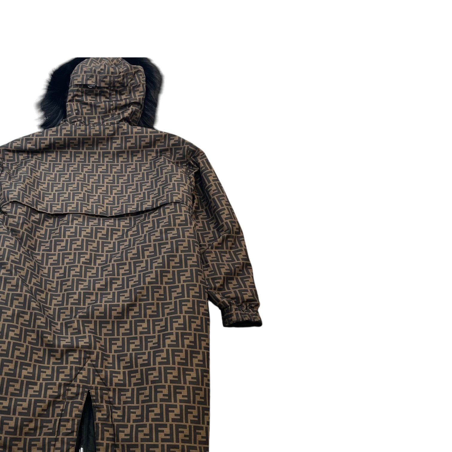 Women's Reversible Ff Zucca Faux Fur Down Jacket Brown Size XS