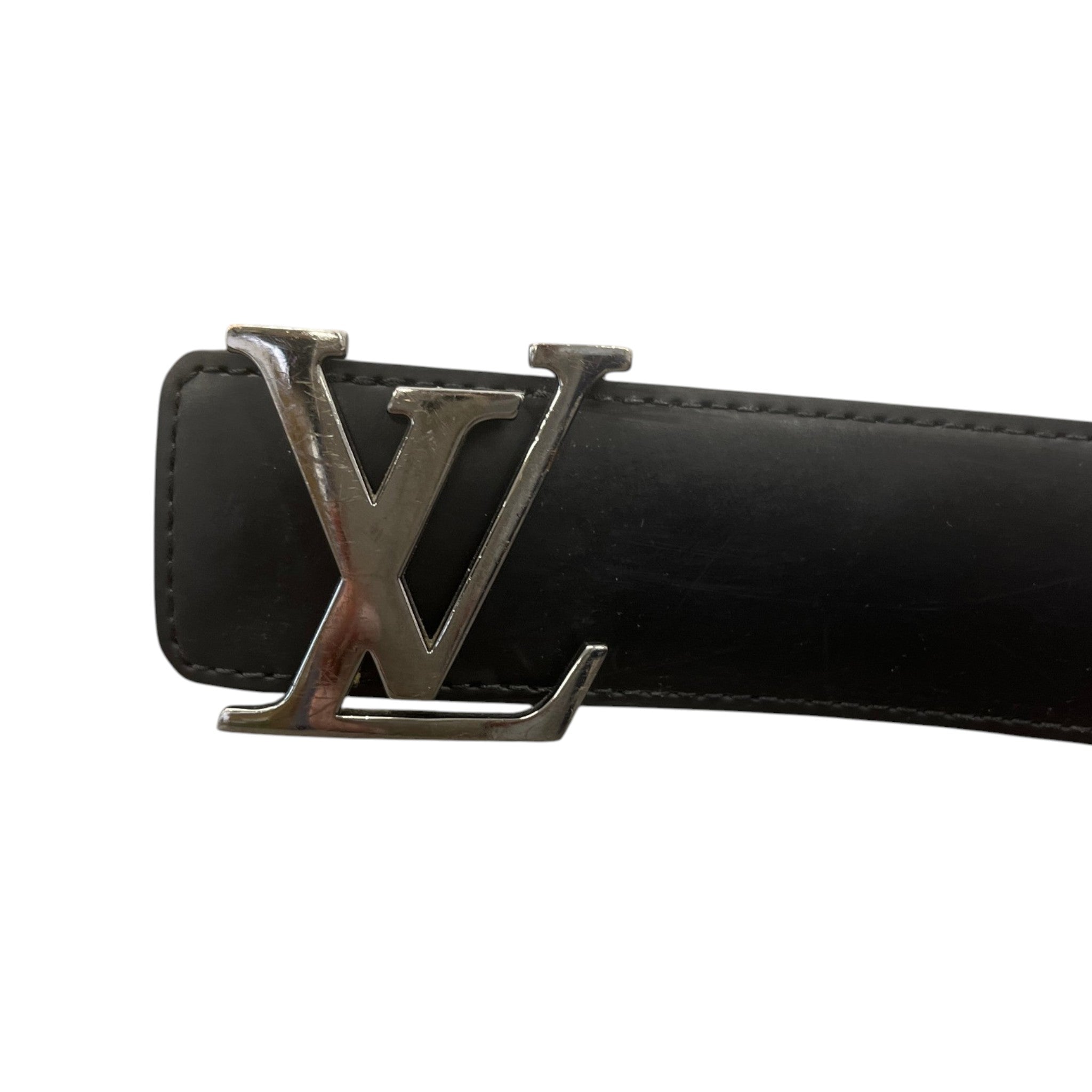 Men's Lv Initials Belt Black Size Waist 36"