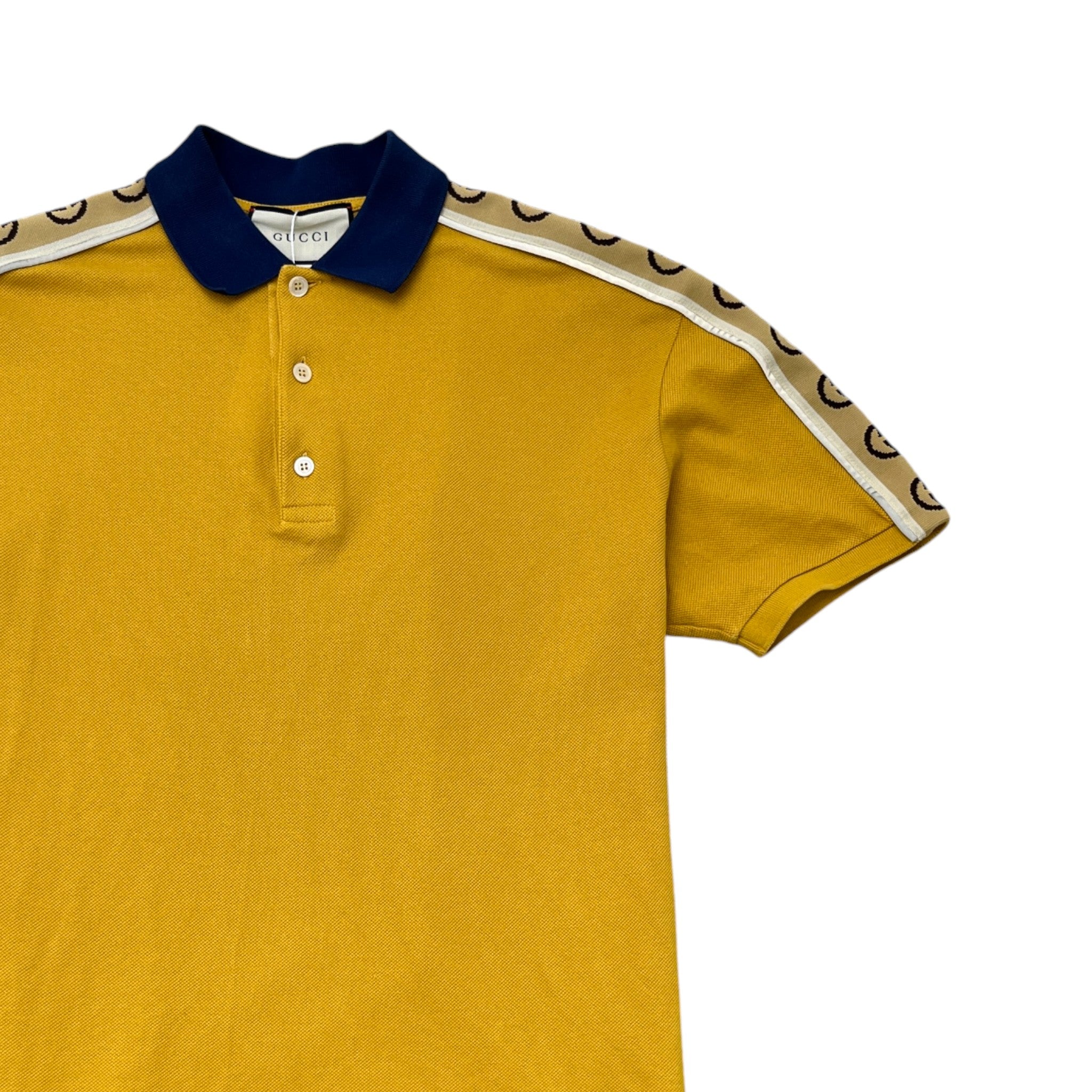 Men's Gg Stripe Polo Shirt Yellow Size XL