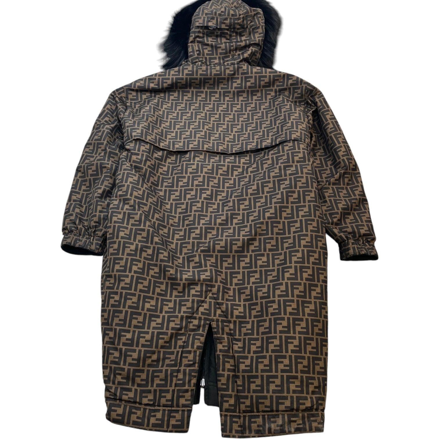 Women's Reversible Ff Zucca Faux Fur Down Jacket Brown Size XS
