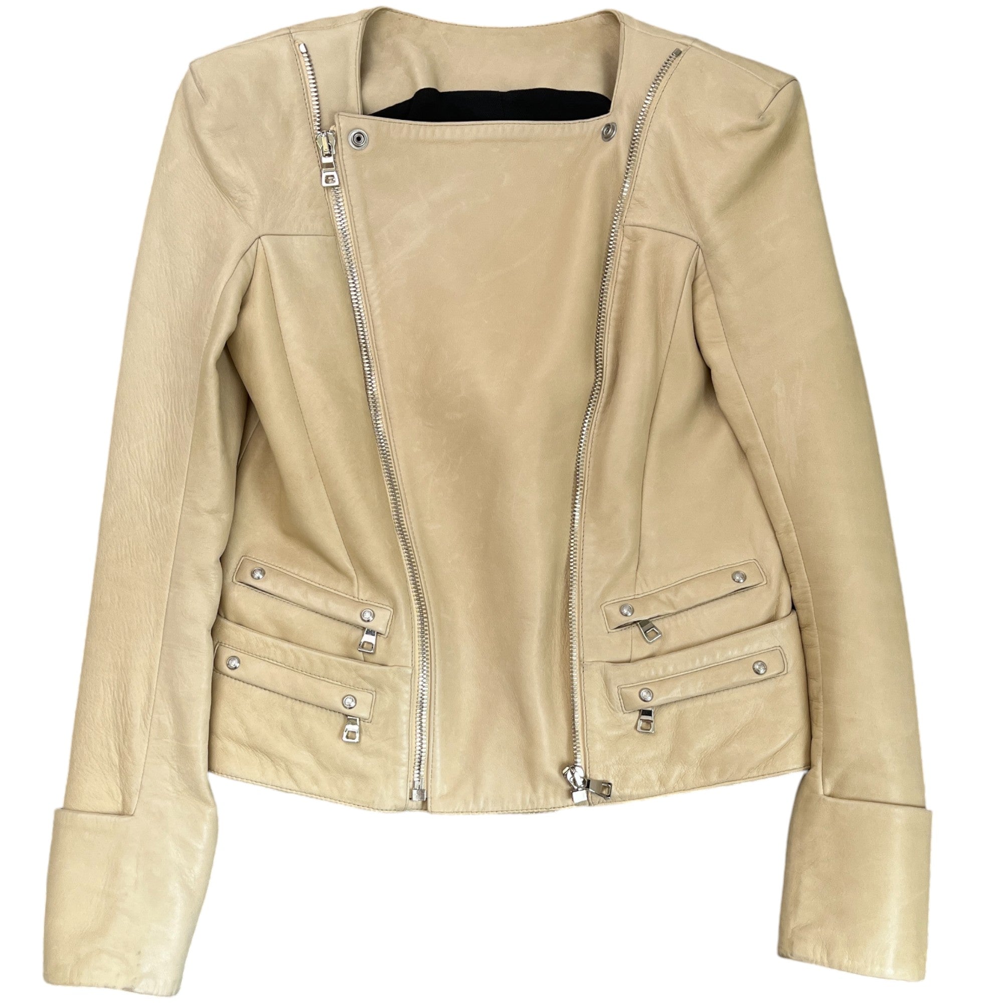 Women's Zipper Detail Jacket Cream Size IT 40 / UK 8