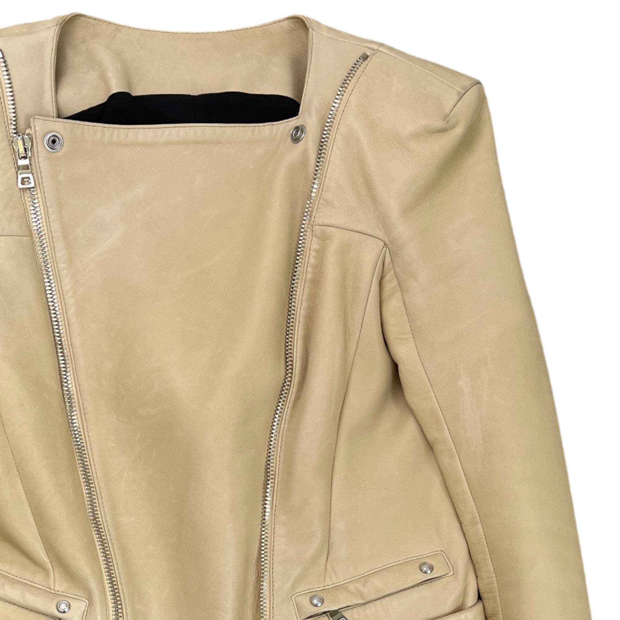 Women's Zipper Detail Jacket Cream Size IT 40 / UK 8