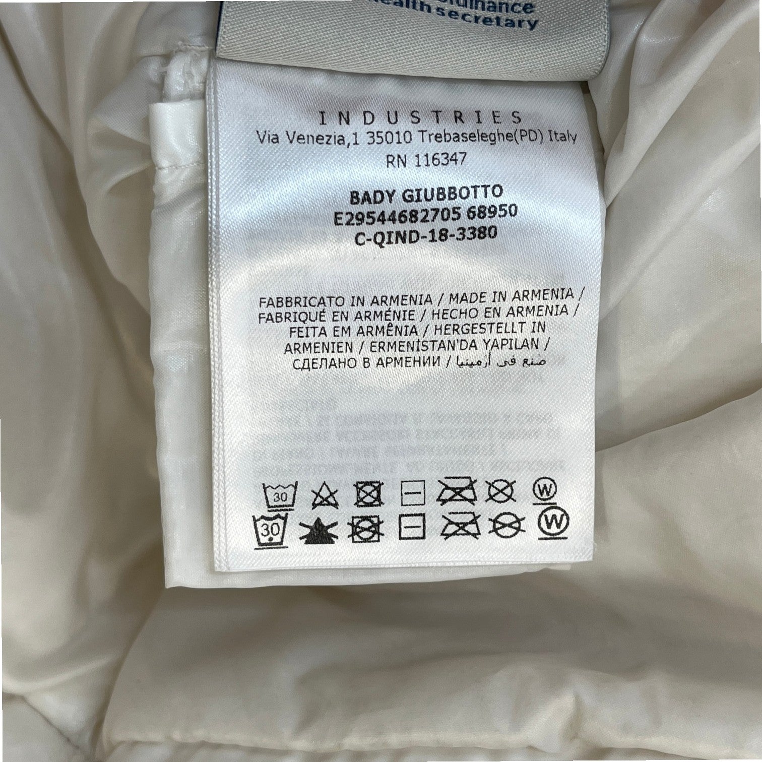 Women's Bady Down Jacket White Size Junior Age 12