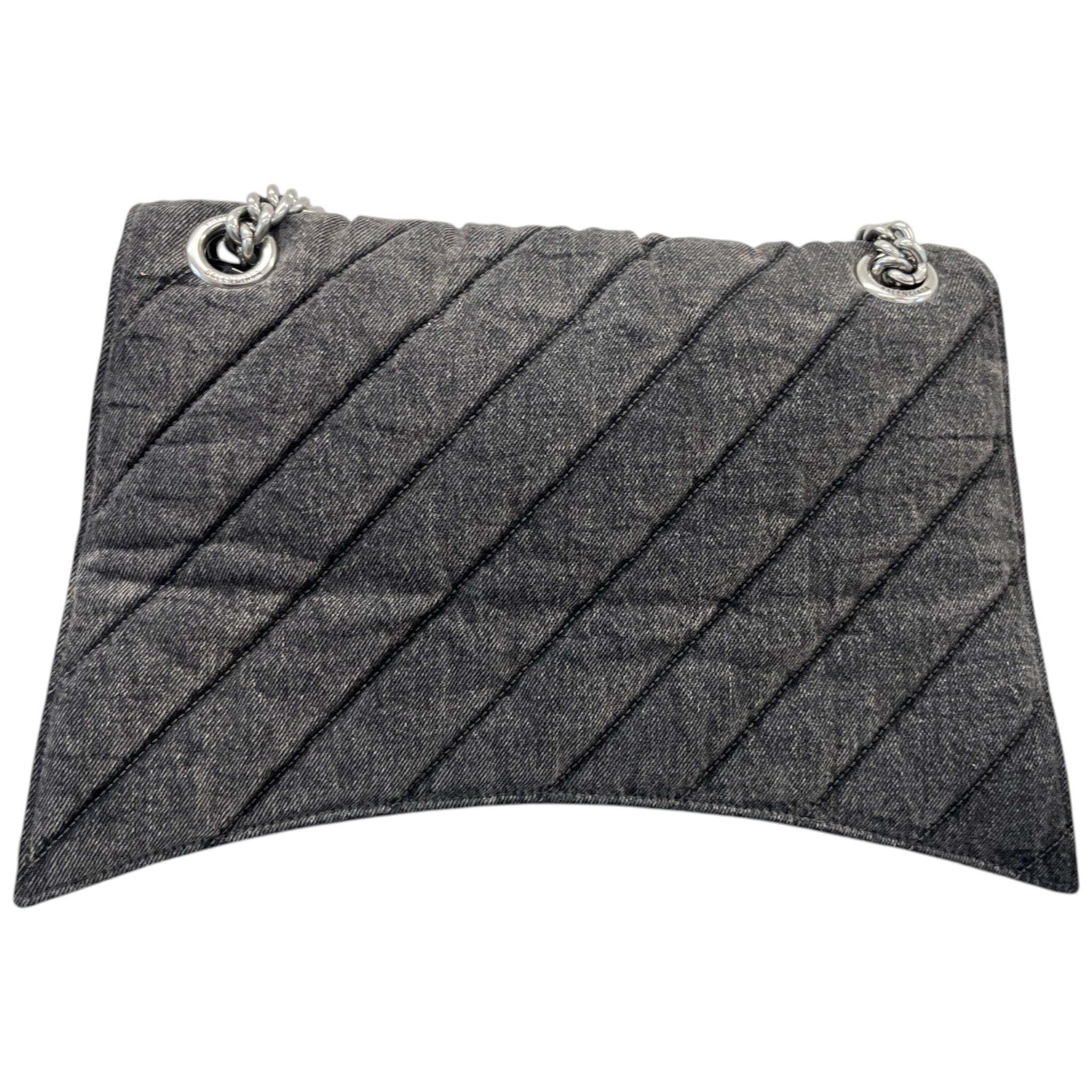 Women's Crush Large Chain Quilted Denim Bag Charcoal