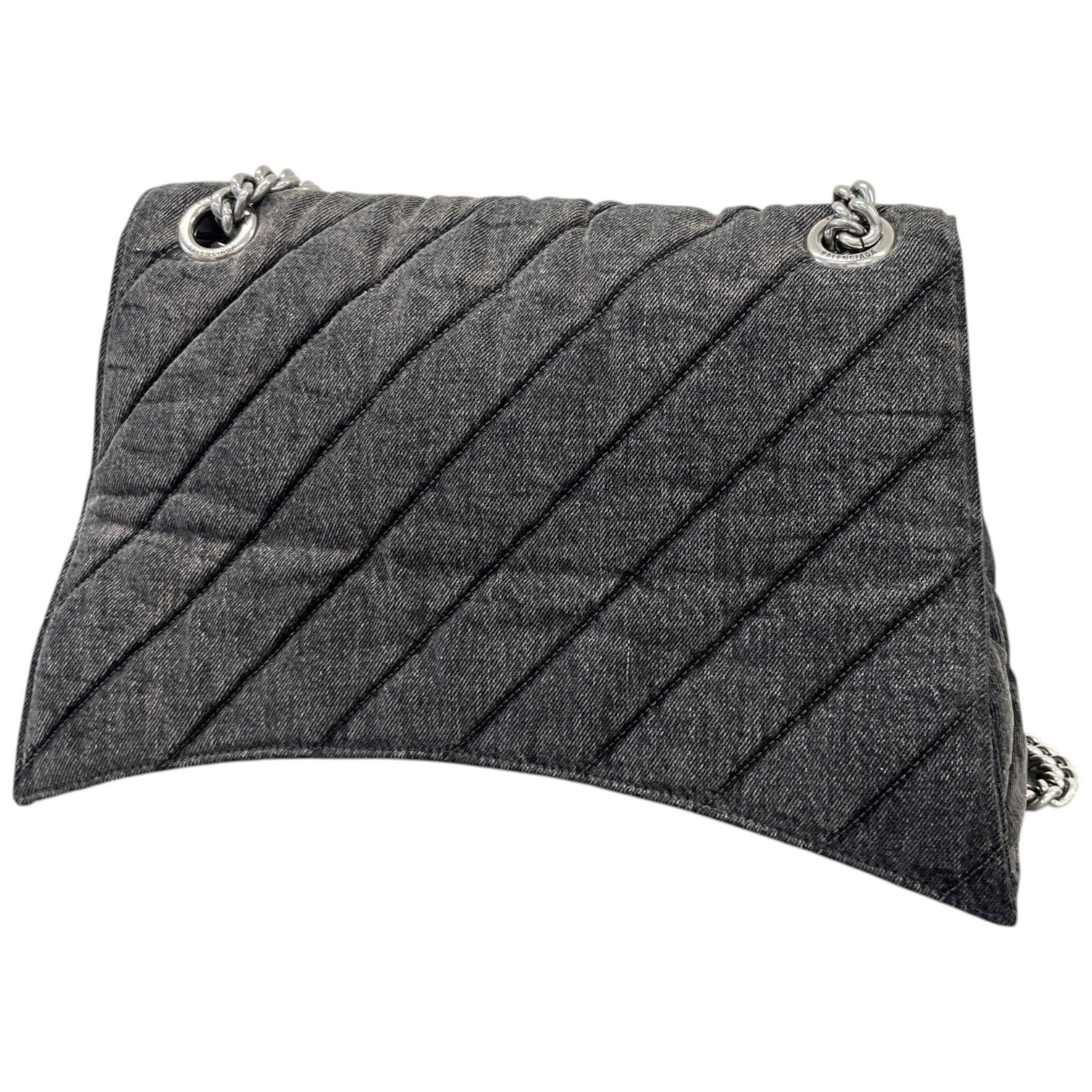 Women's Crush Large Chain Quilted Denim Bag Charcoal