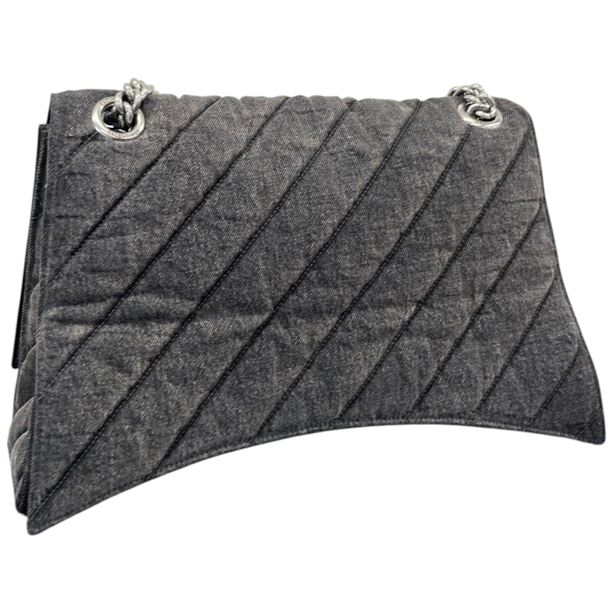 Women's Crush Large Chain Quilted Denim Bag Charcoal