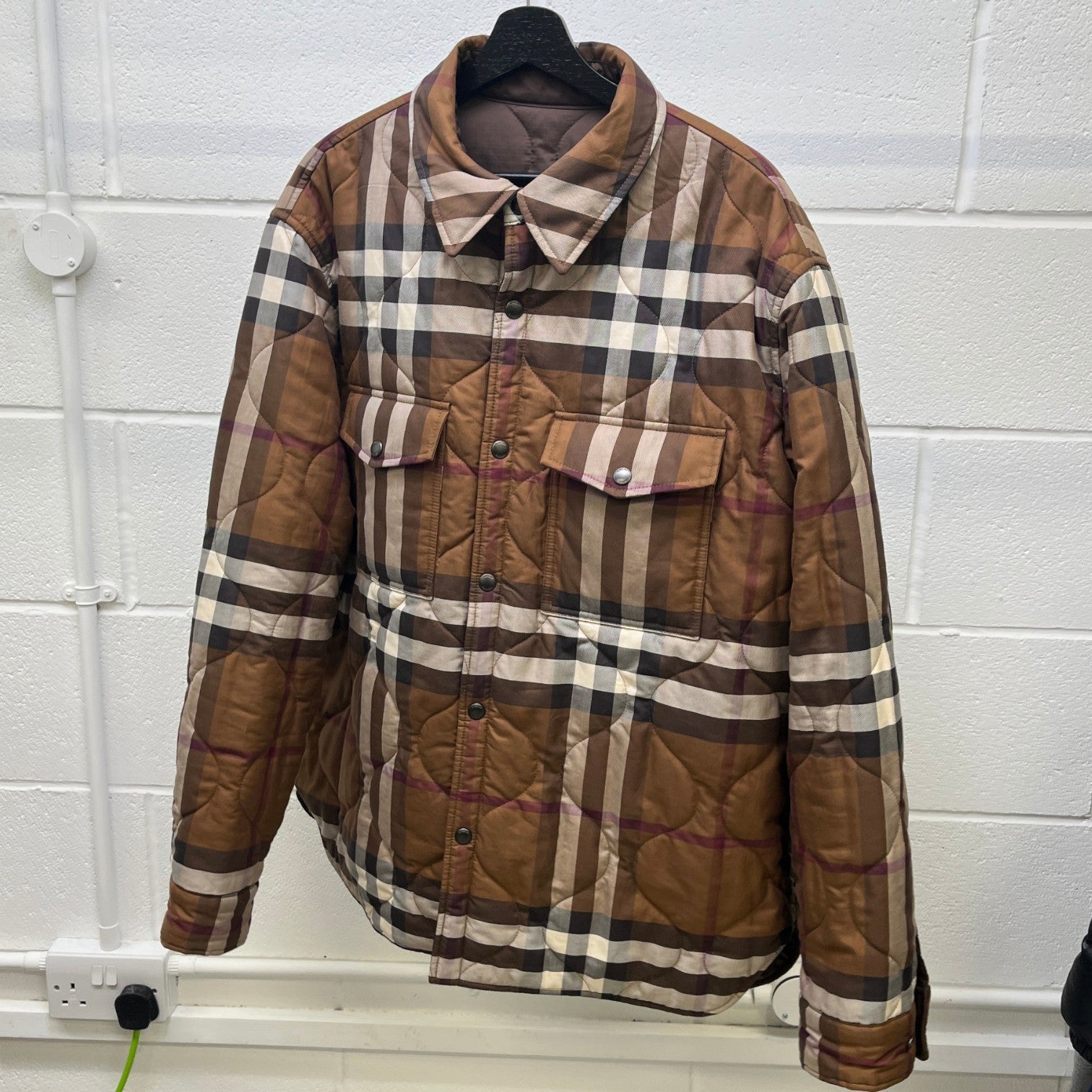 Men's Reversible Quilted Jacket Brown Size XL