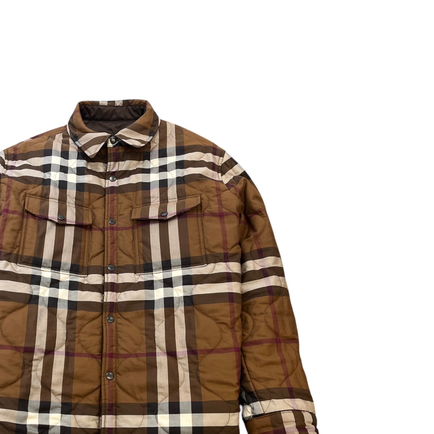 Men's Reversible Quilted Jacket Brown Size XL