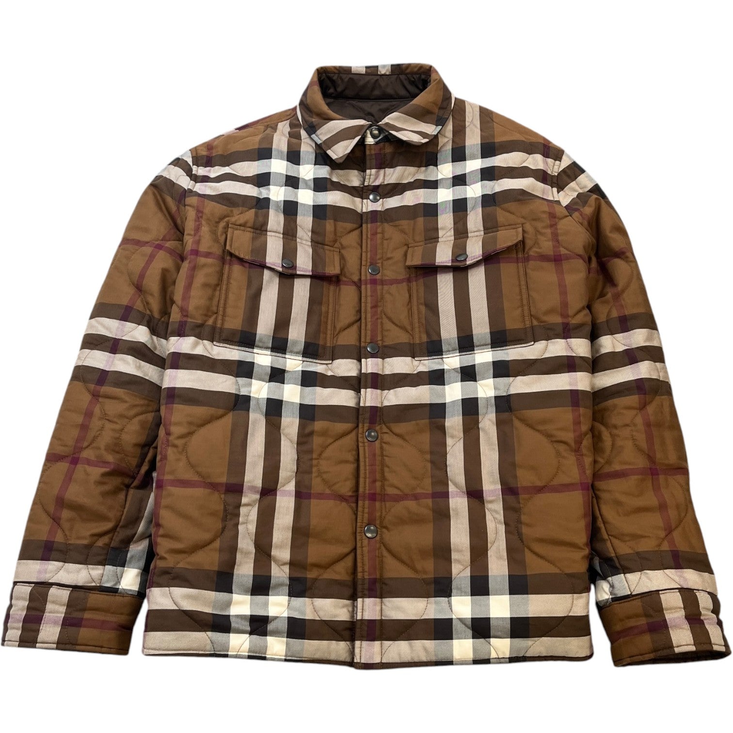 Men's Reversible Quilted Jacket Brown Size XL