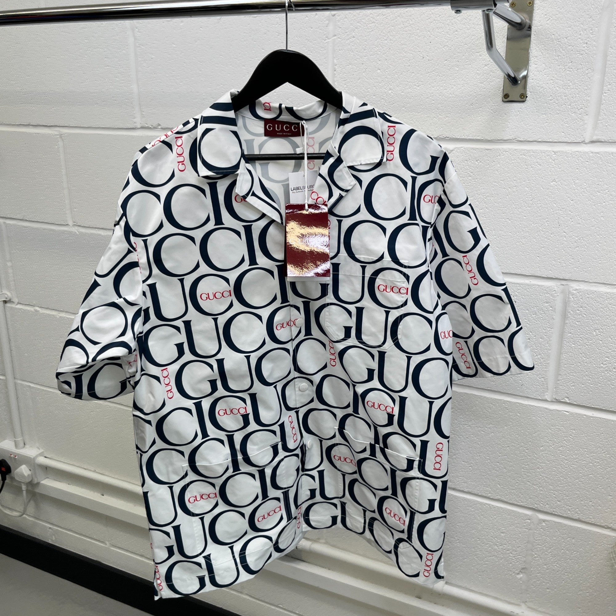 Men's Logo Bowling Shirt White Size IT 52 / UK XL