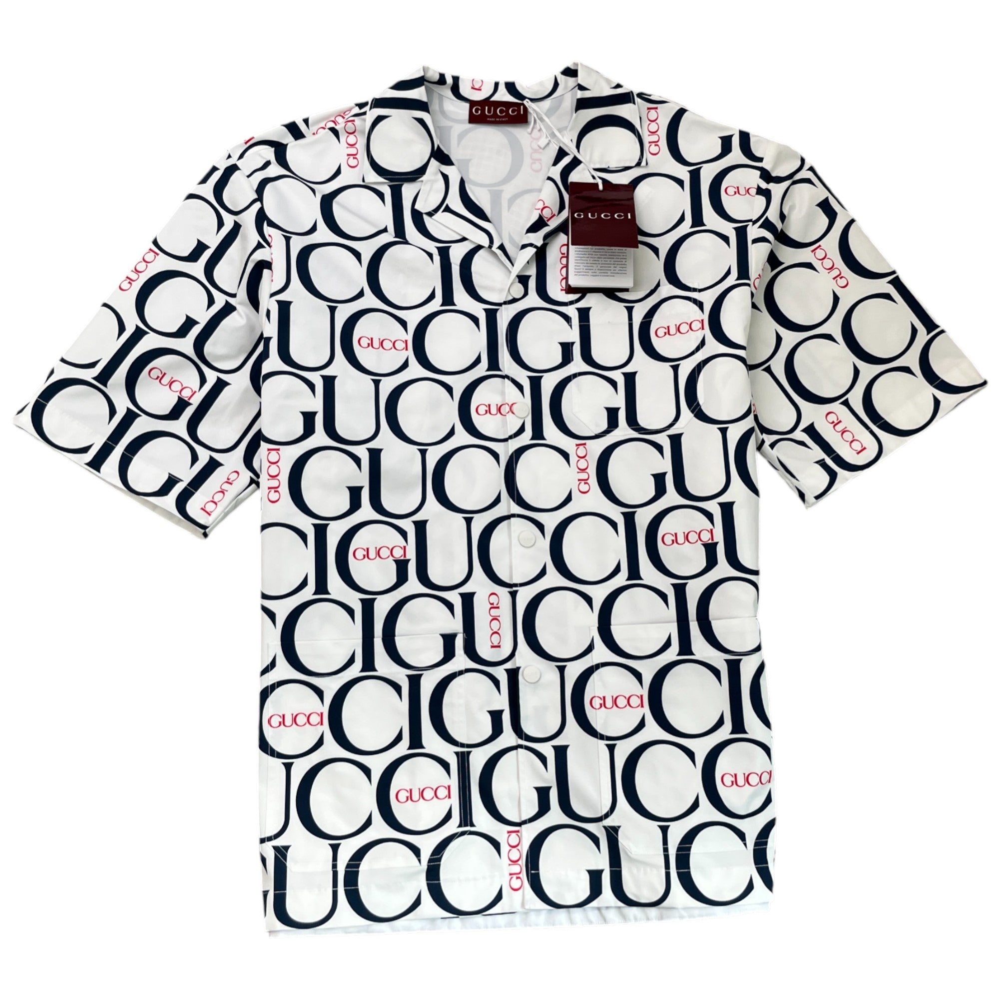 Men's Logo Bowling Shirt White Size IT 52 / UK XL