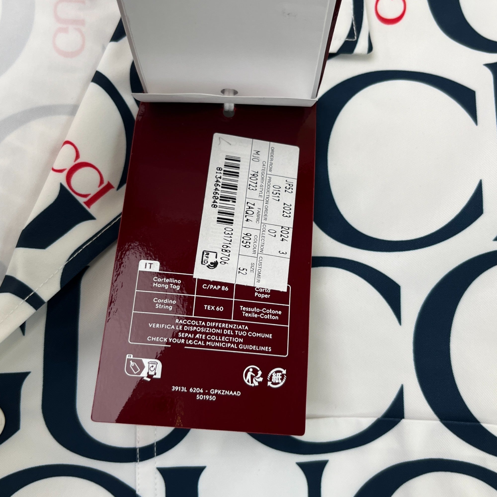 Men's Logo Bowling Shirt White Size IT 52 / UK XL