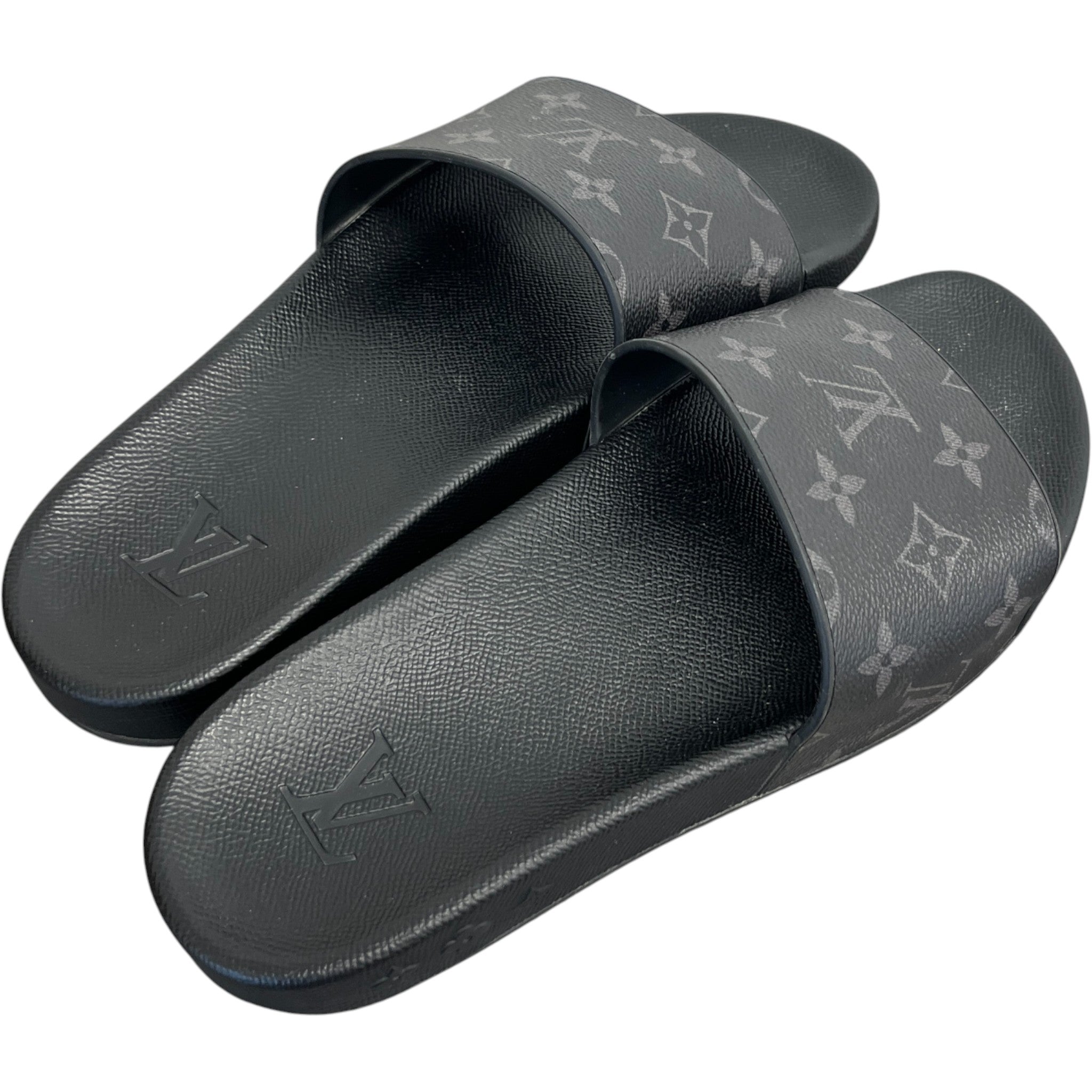 Men's Monogram Eclipse Waterfront Mules Slides Black Size EU 41 / UK 7