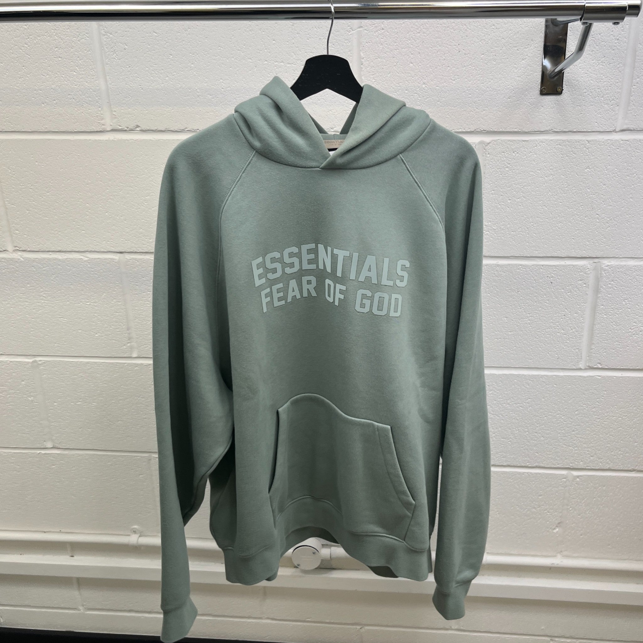 Men's Logo Print Hoodie Green Size L