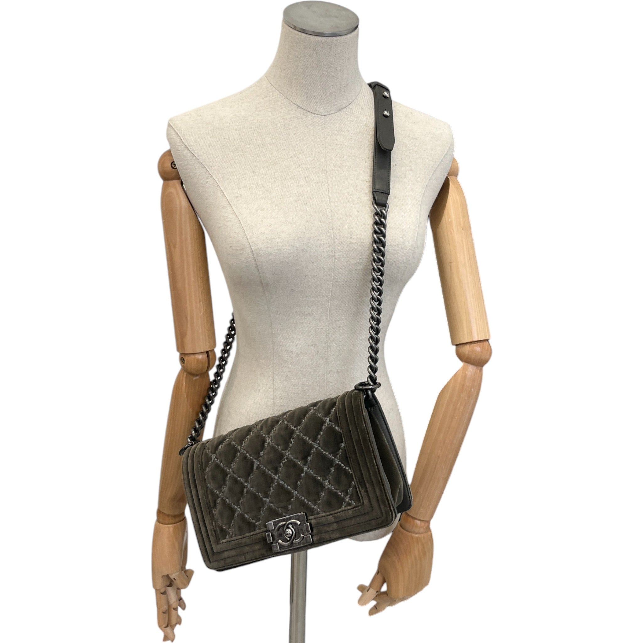 Women's Old Medium Boy Bag Grey