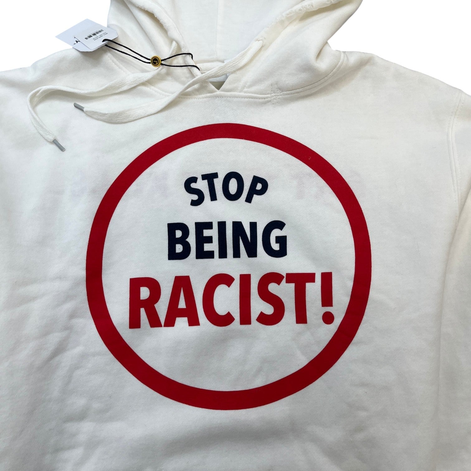 Men's Stop Being Racist Reversible Atk Hoodie White Size L