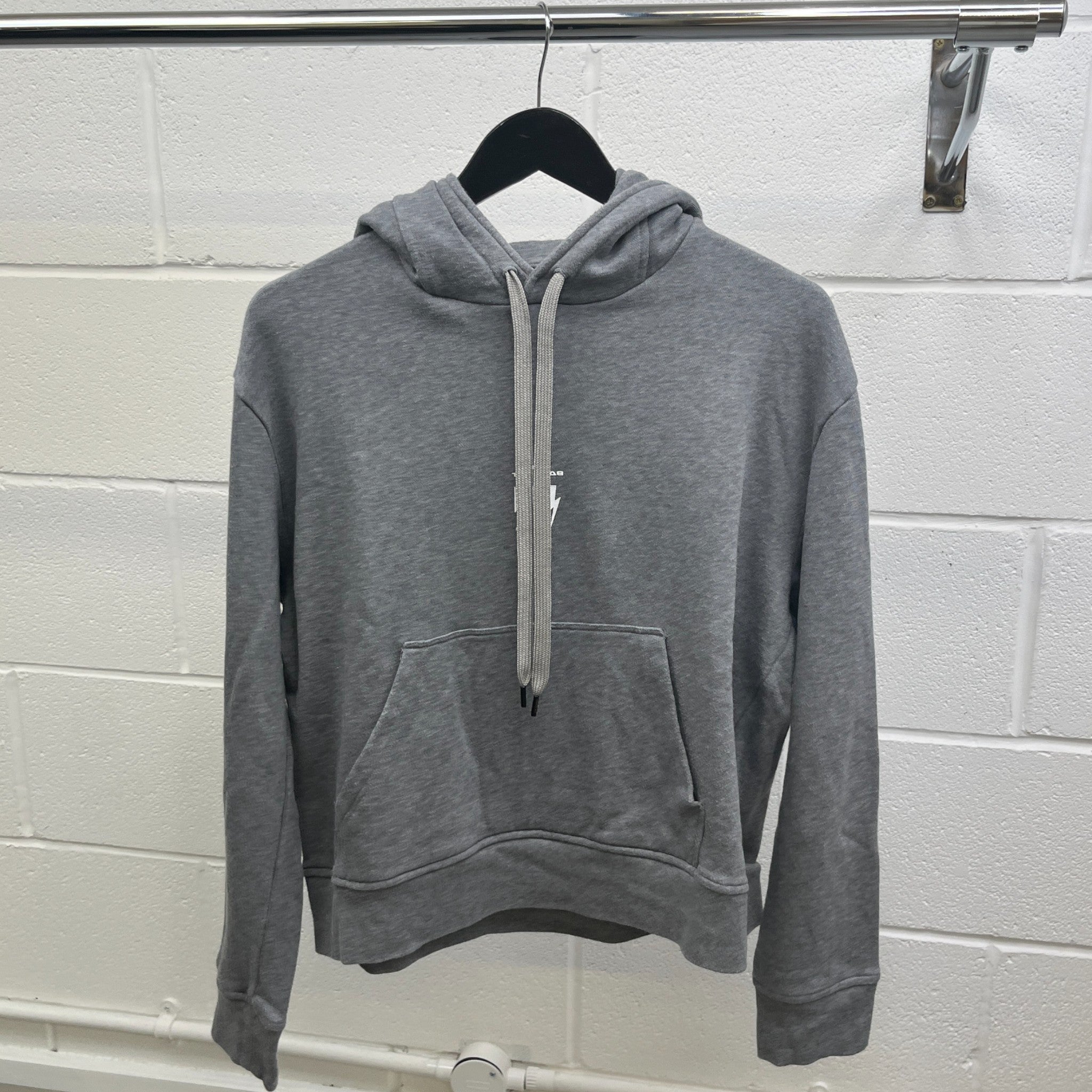 Men's Triple Lighting Bolt Logo Hoodie Grey Size M