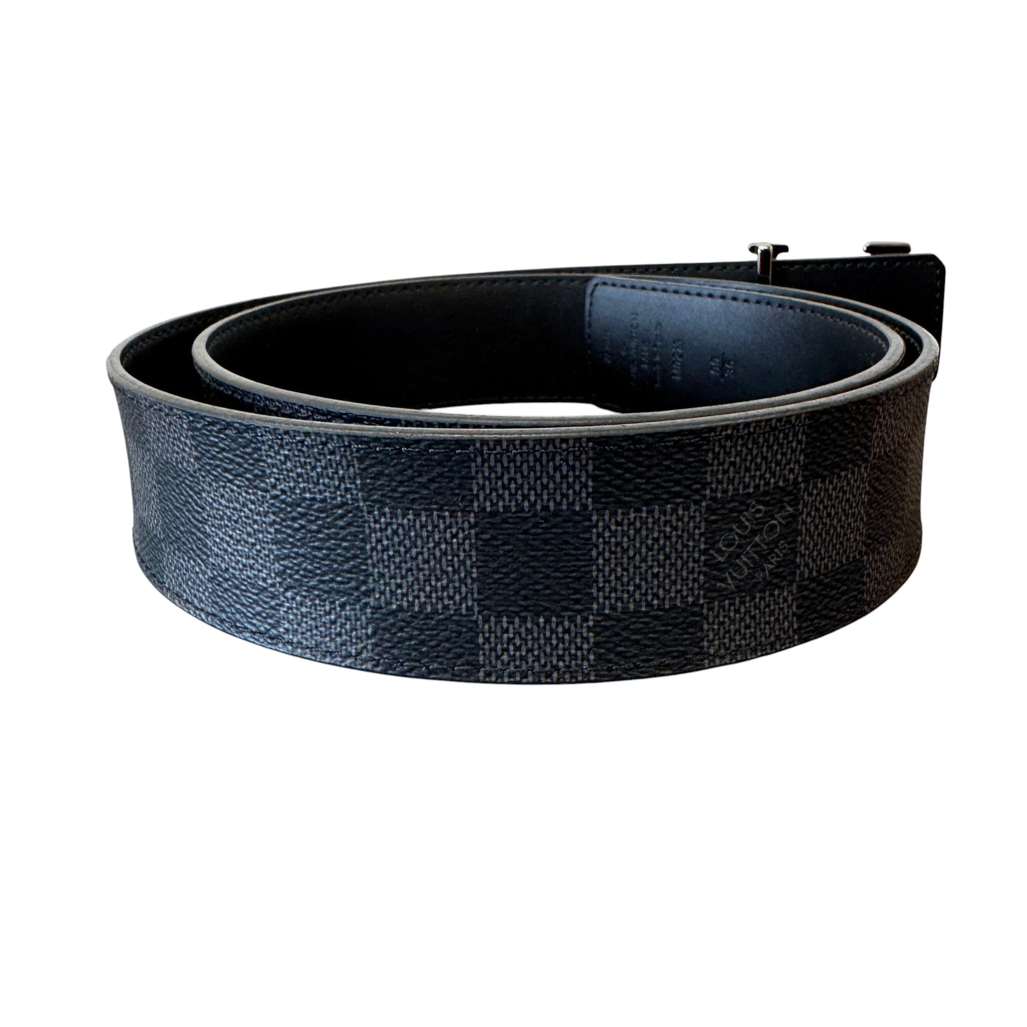 Men's Reversible Lv Initials Belt Black Size Waist 36"