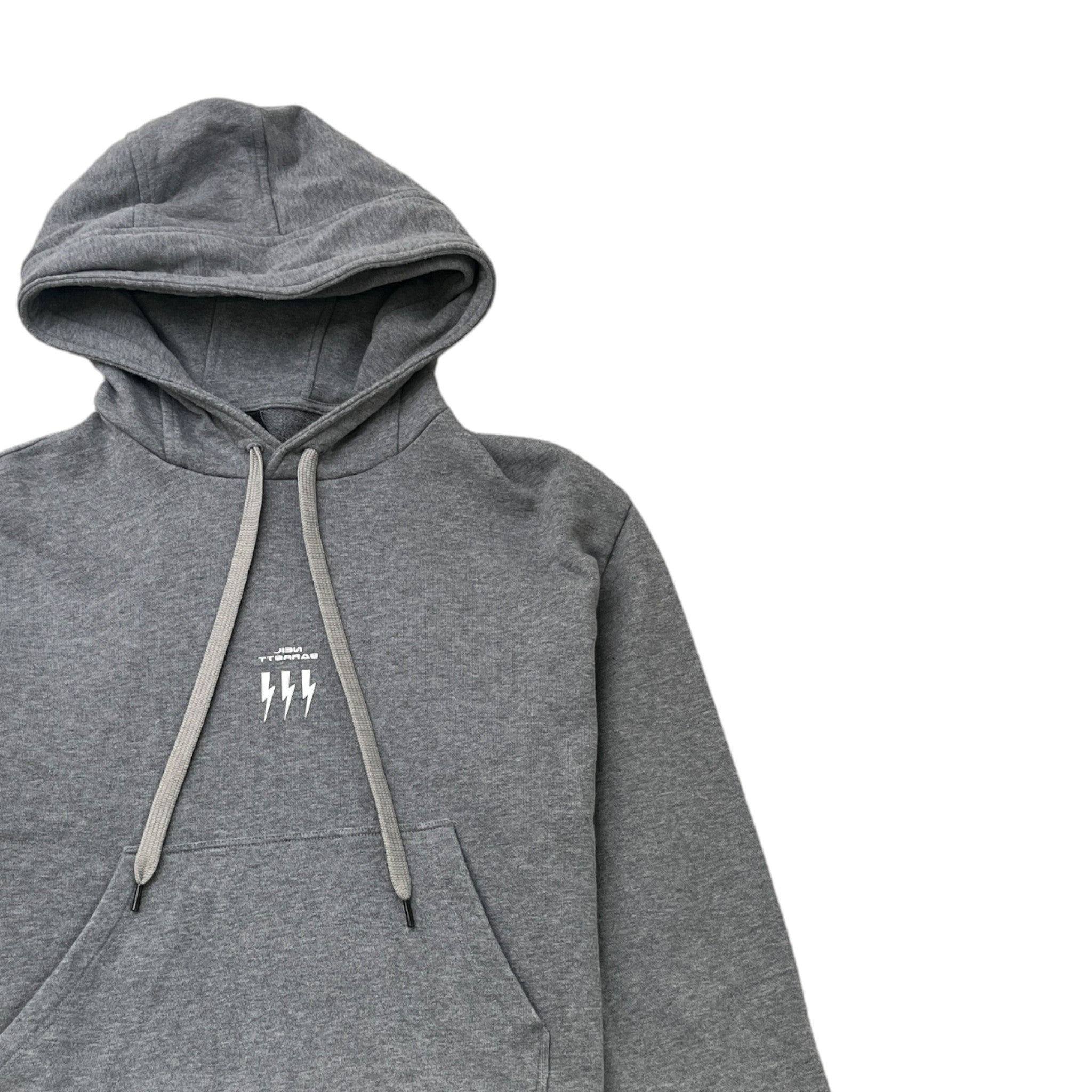 Men's Triple Lighting Bolt Logo Hoodie Grey Size M