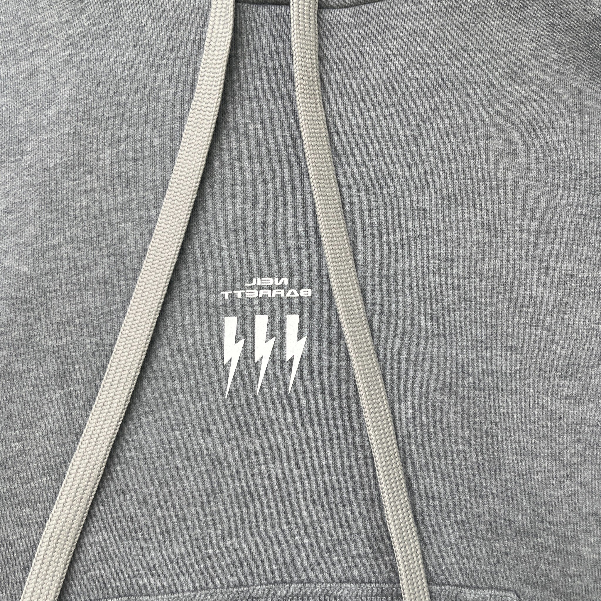 Men's Triple Lighting Bolt Logo Hoodie Grey Size M