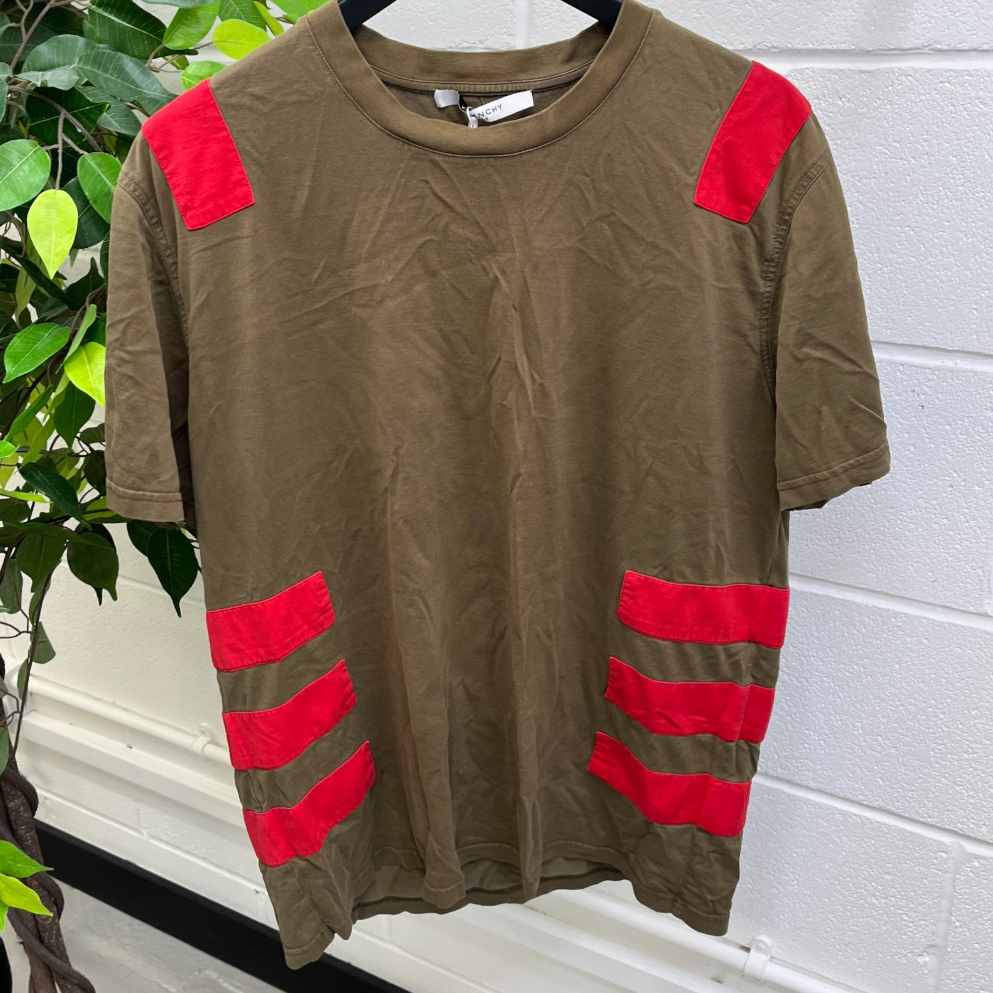 Men's Striped T-Shirt Khaki Size XXL