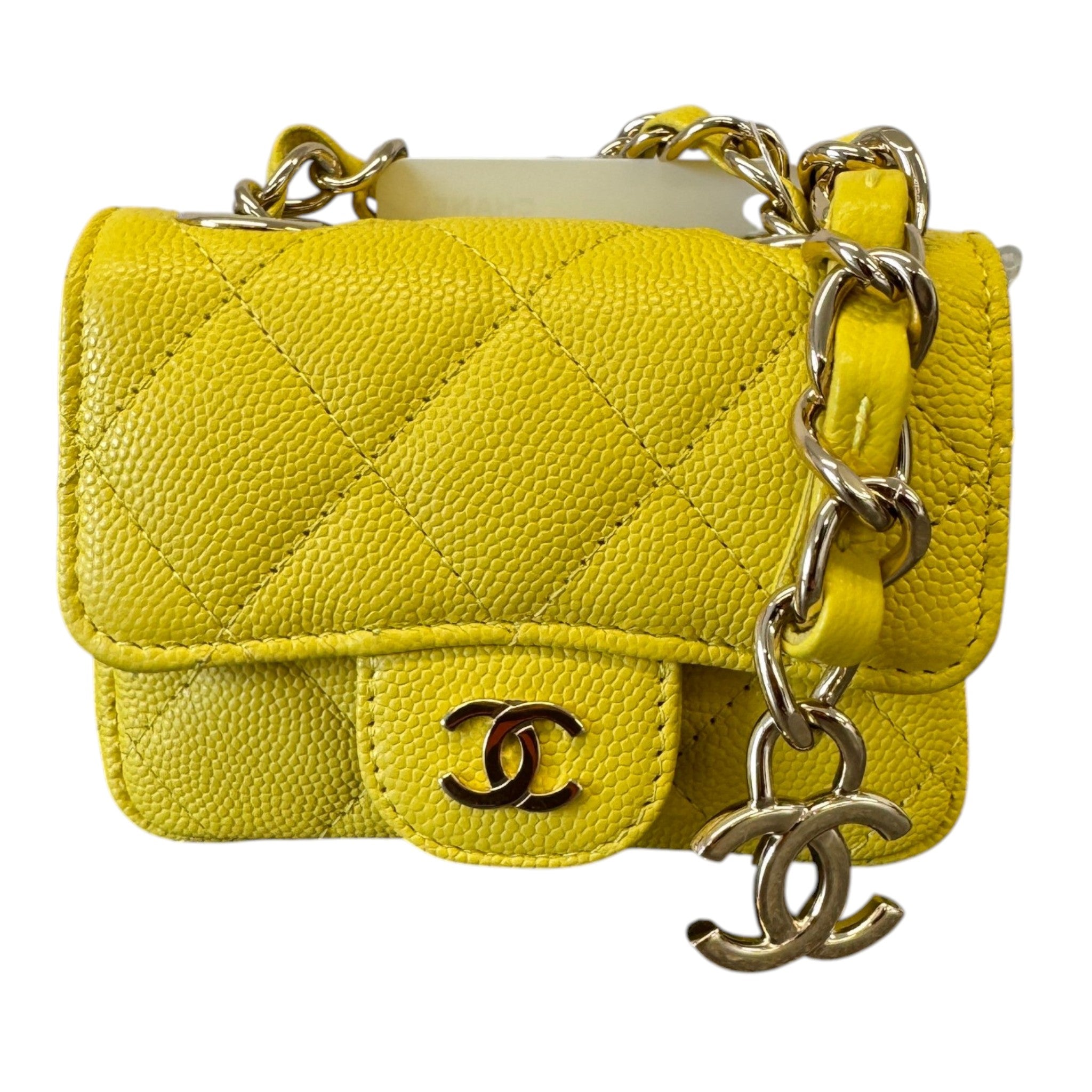 Women's Caviar Quilted Mini Chain Belt Bag Yellow