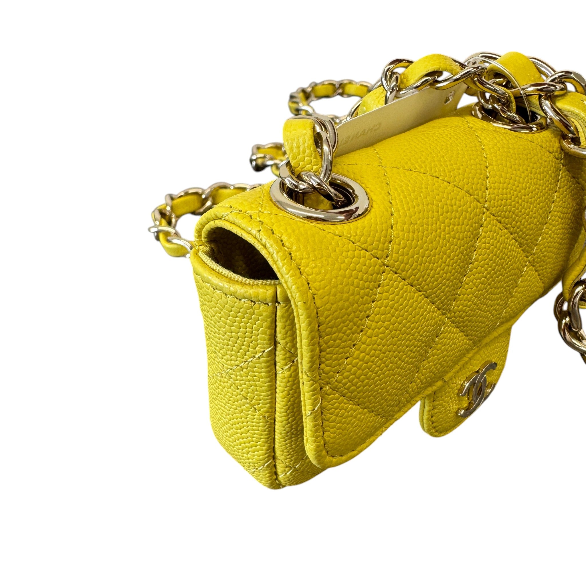 Women's Caviar Quilted Mini Chain Belt Bag Yellow