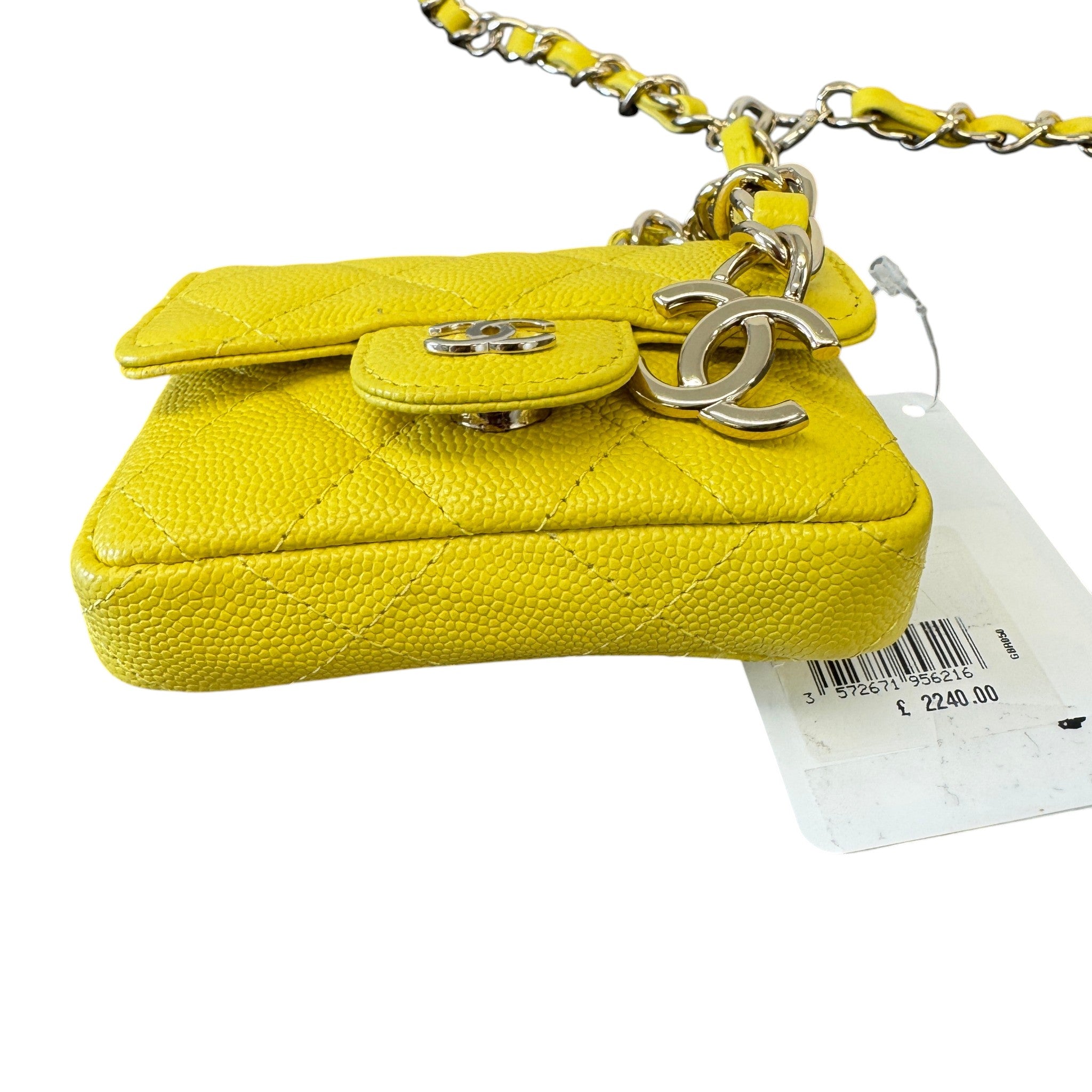 Women's Caviar Quilted Mini Chain Belt Bag Yellow