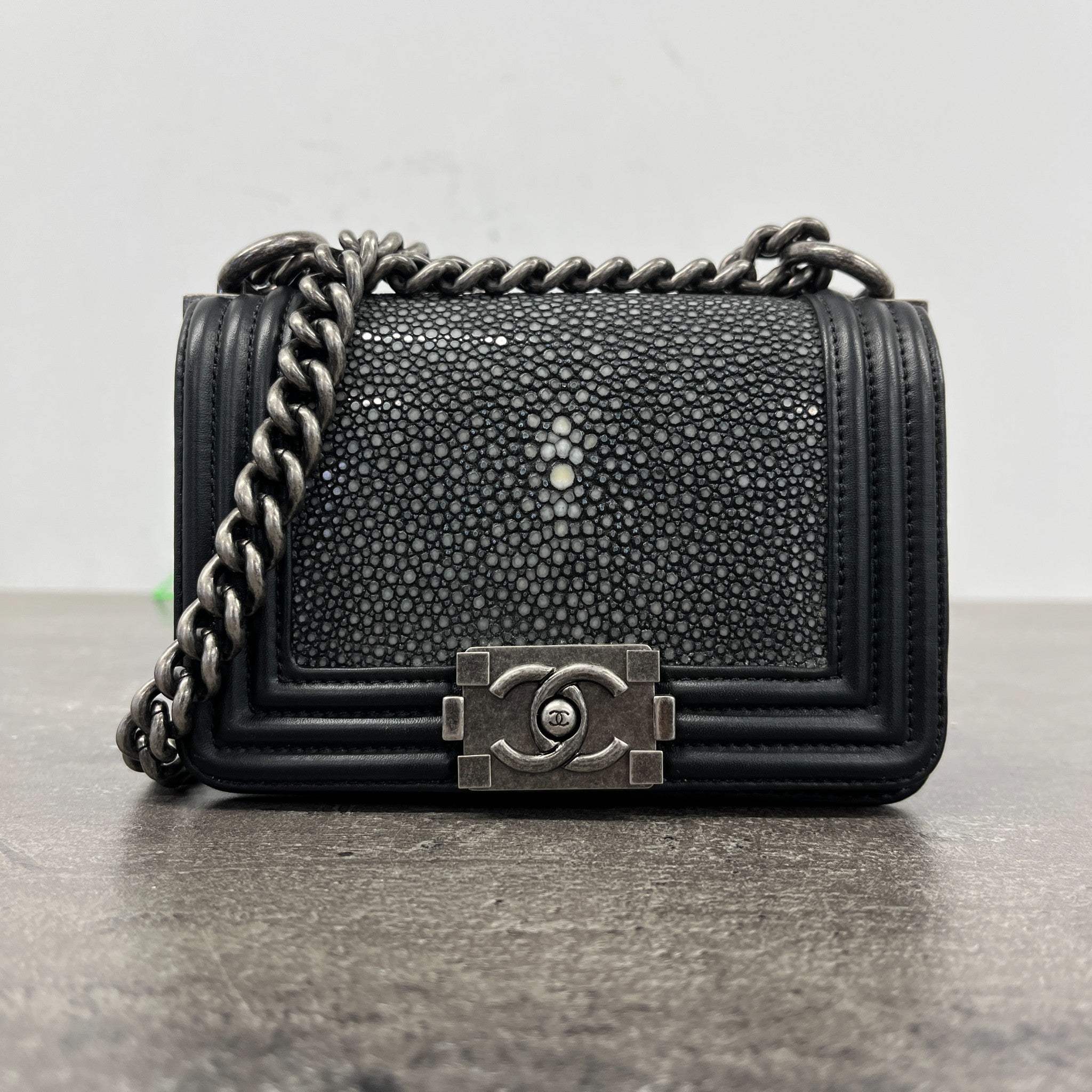 Women's Galuchat Stingray Mini Boy Flap Bag Black