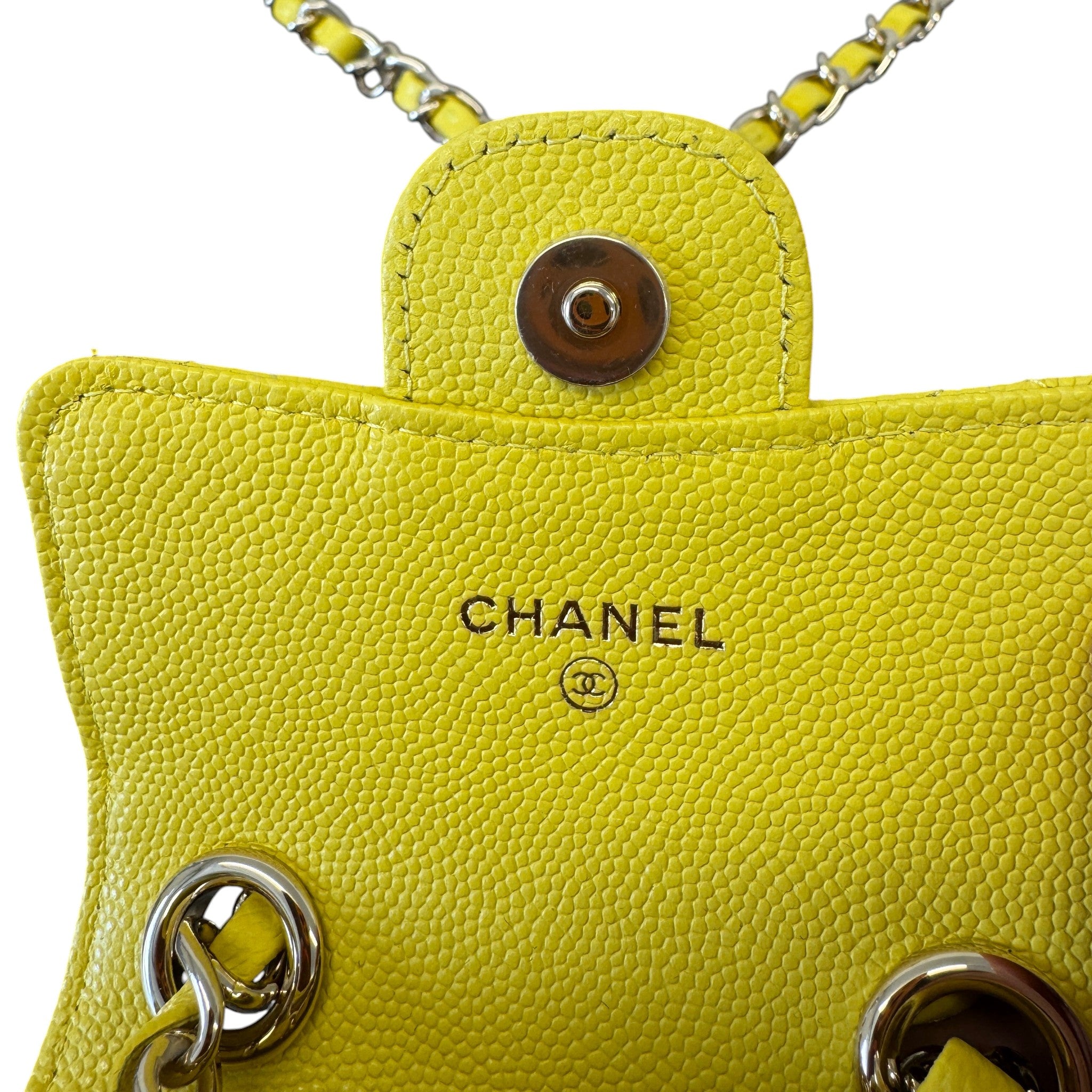 Women's Caviar Quilted Mini Chain Belt Bag Yellow