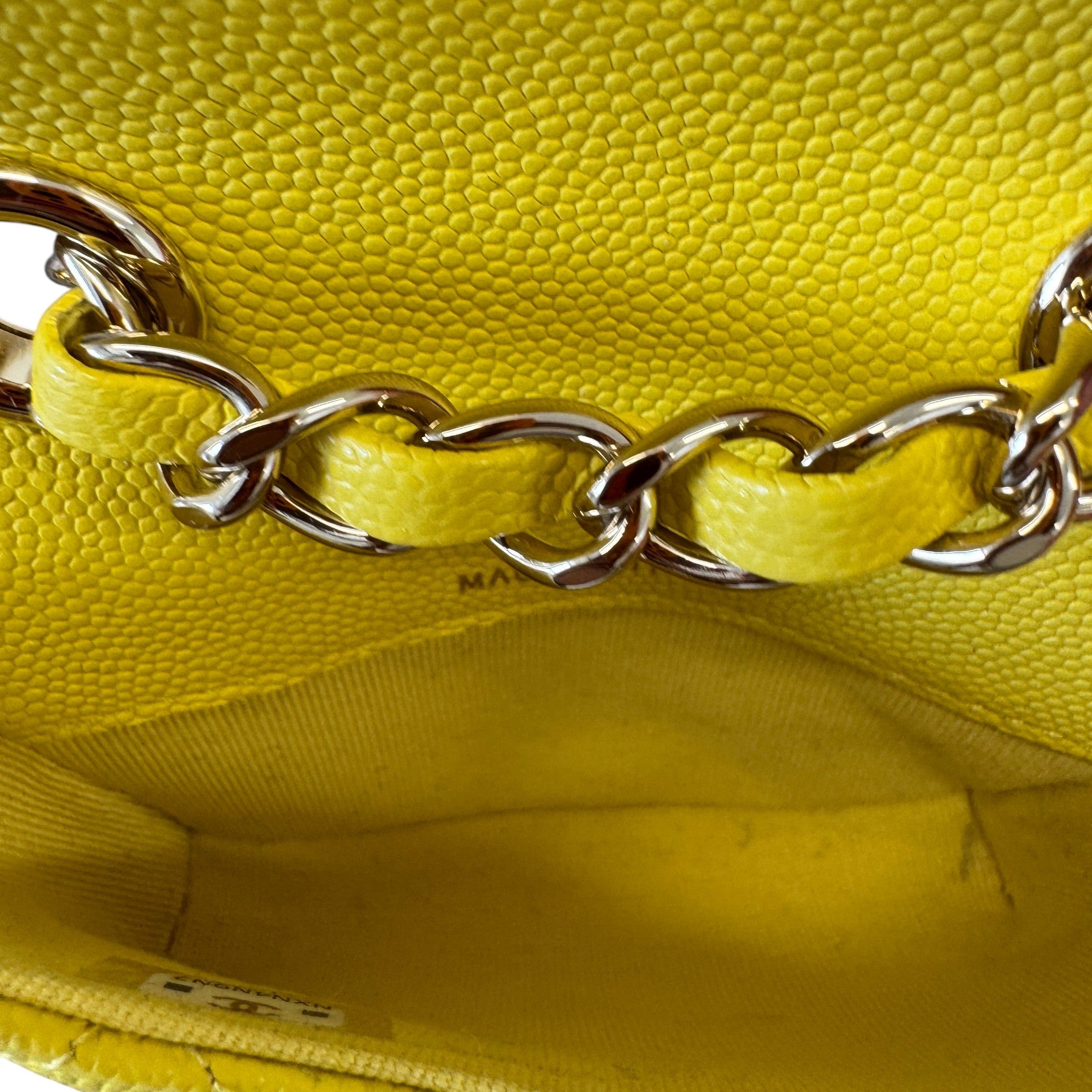 Women's Caviar Quilted Mini Chain Belt Bag Yellow