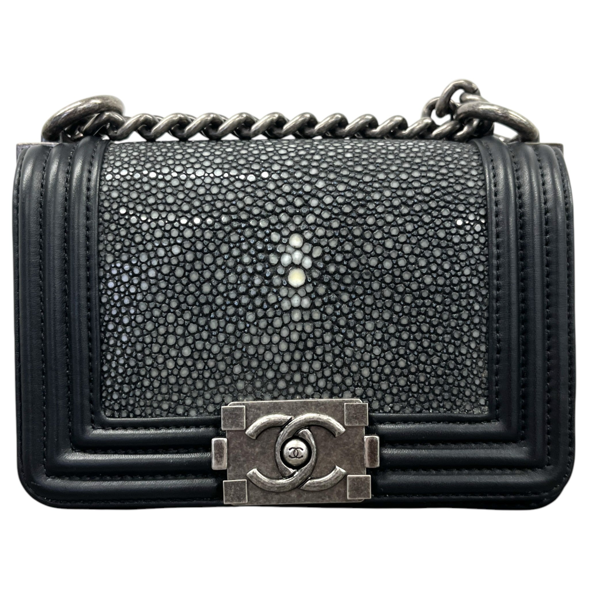 Women's Galuchat Stingray Mini Boy Flap Bag Black