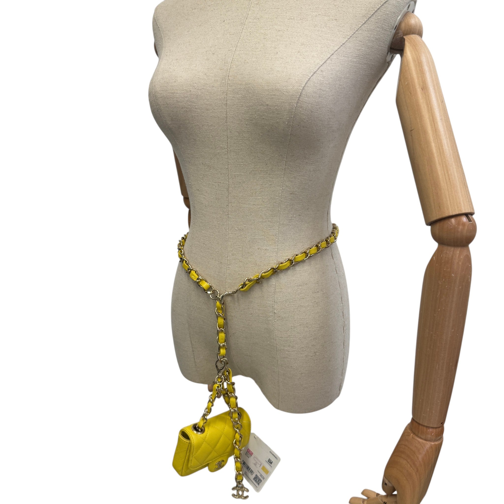Women's Caviar Quilted Mini Chain Belt Bag Yellow