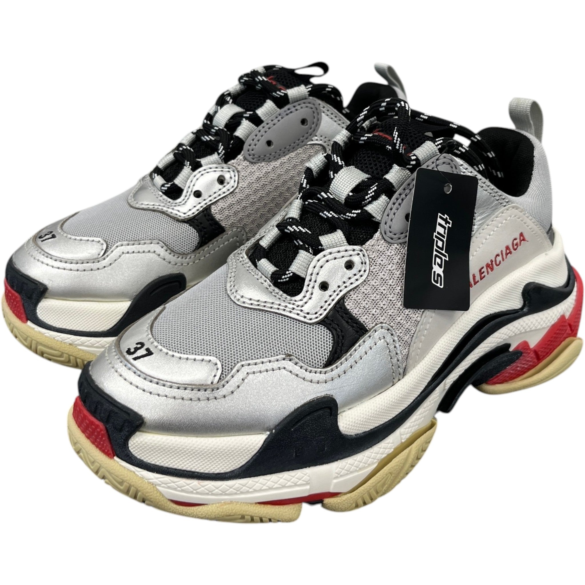 Women's Triple S Low Trainers Silver Size EU 37 / UK 4