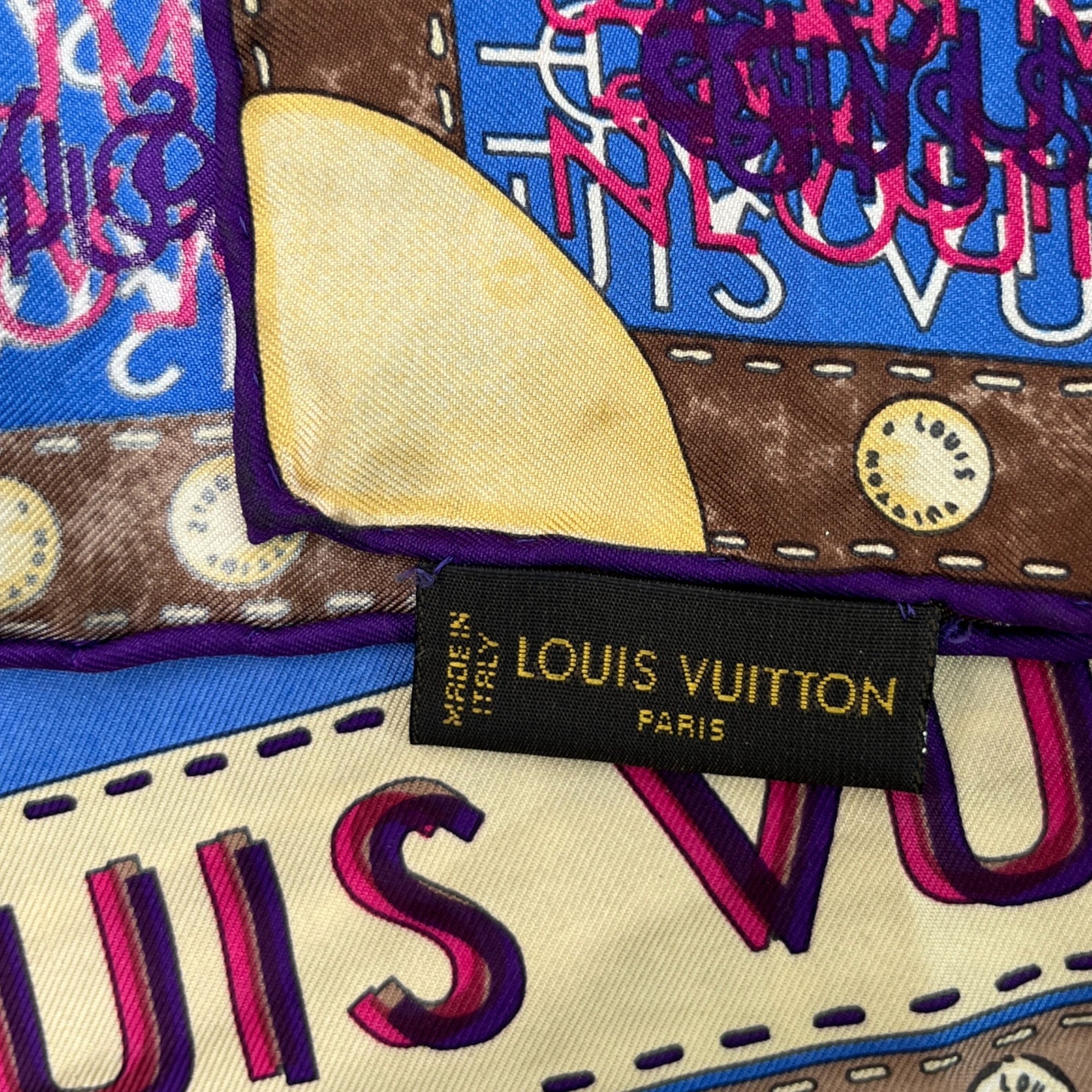 Women's Silk Monogram Map Scarf Blue