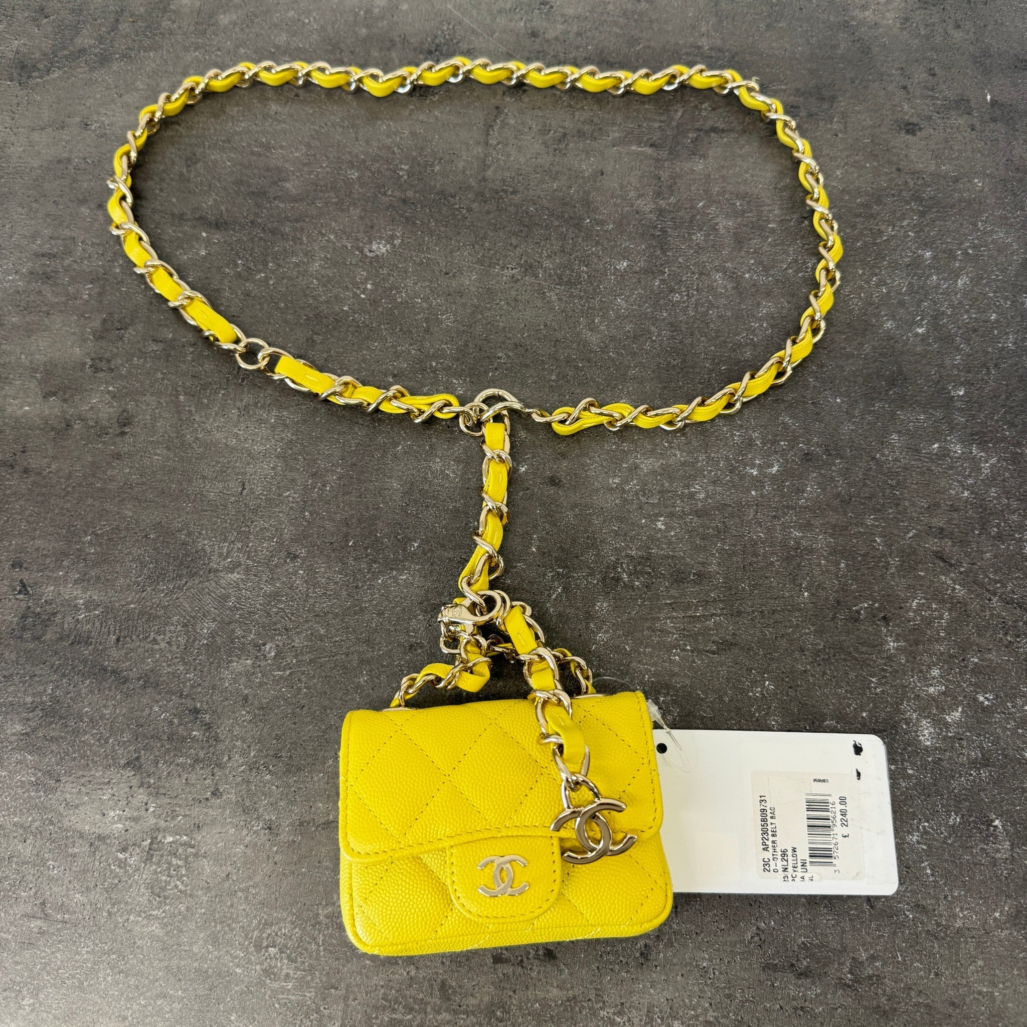 Women's Caviar Quilted Mini Chain Belt Bag Yellow