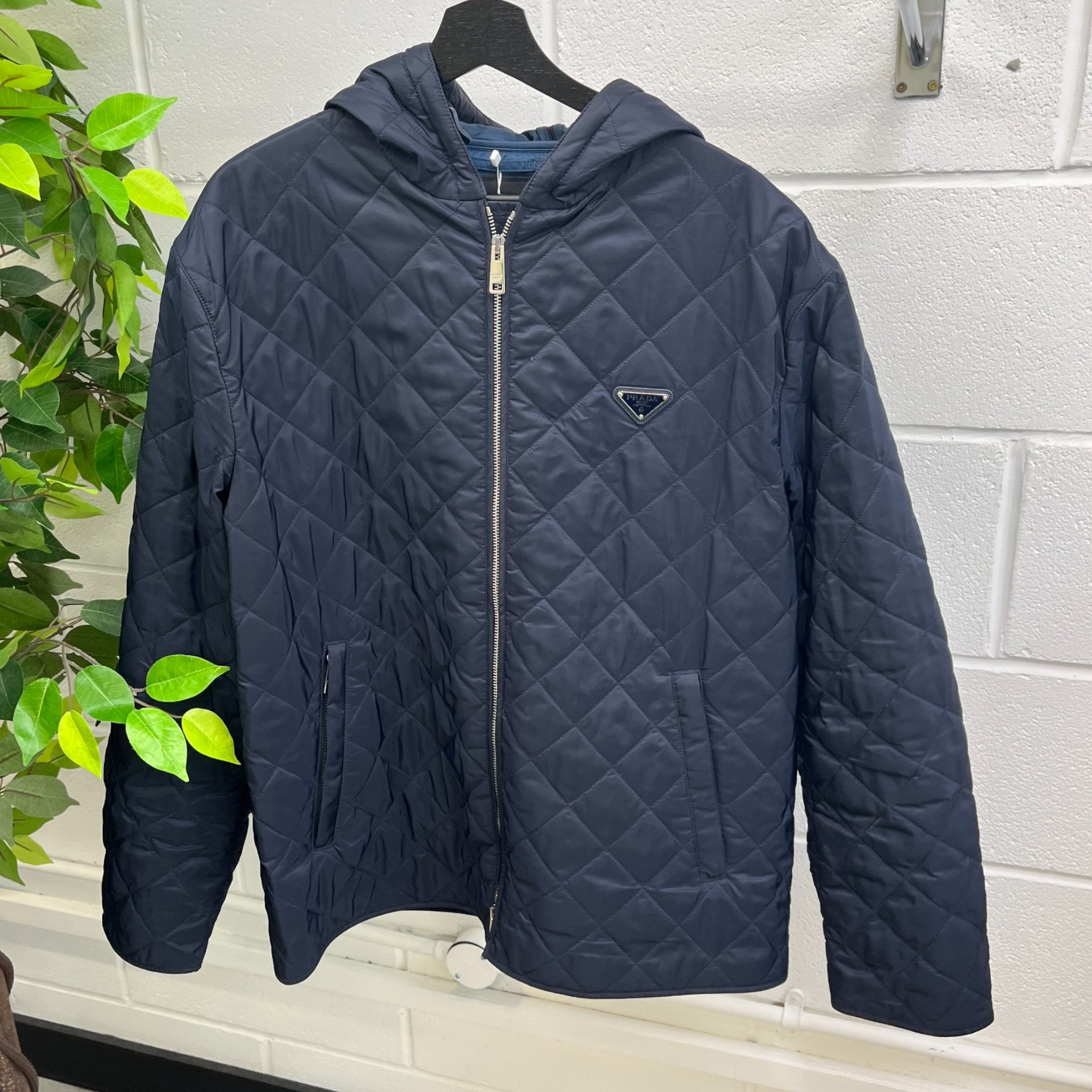 Men's Plaque Logo Down Jacket Navy Size IT 50 / L