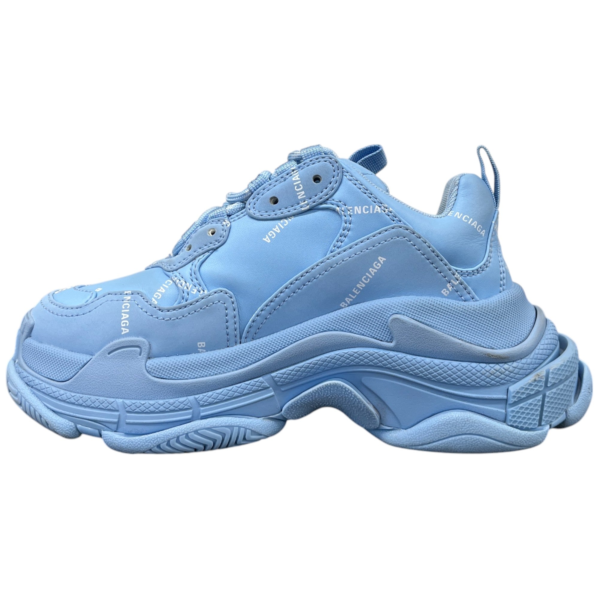 Women's Triple S All Over Logo Low Trainers Blue Size EU 35 / UK 2
