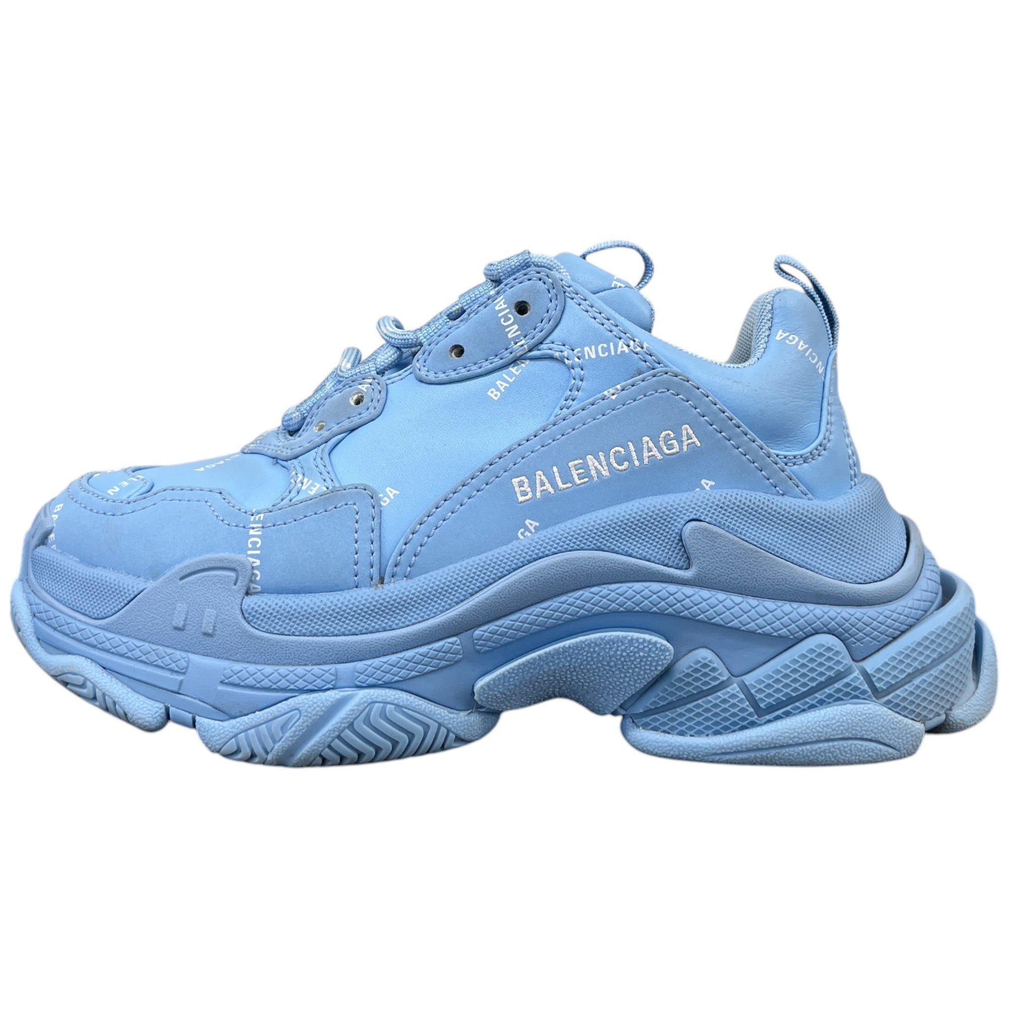 Women's Triple S All Over Logo Low Trainers Blue Size EU 35 / UK 2