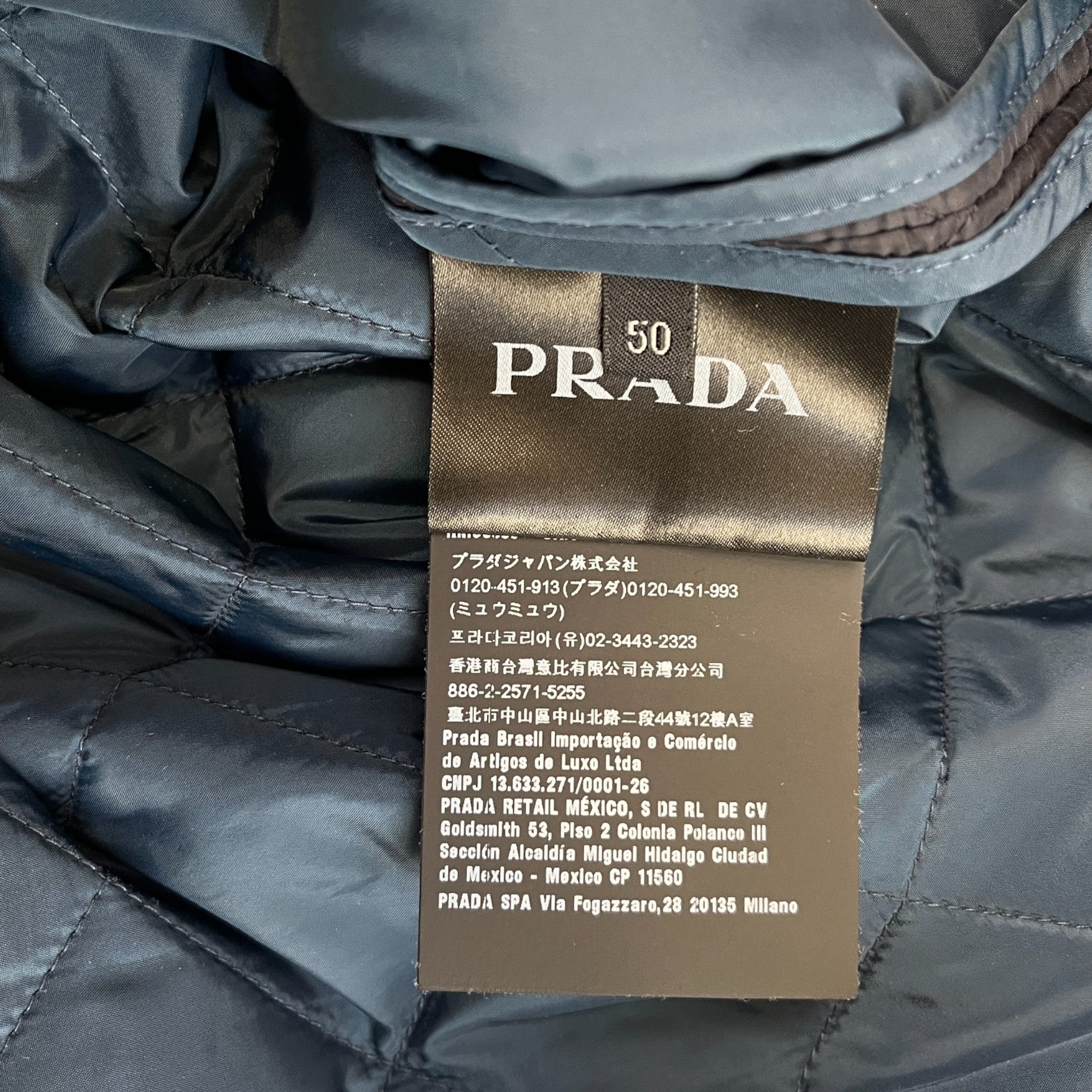 Men's Plaque Logo Down Jacket Navy Size IT 50 / L