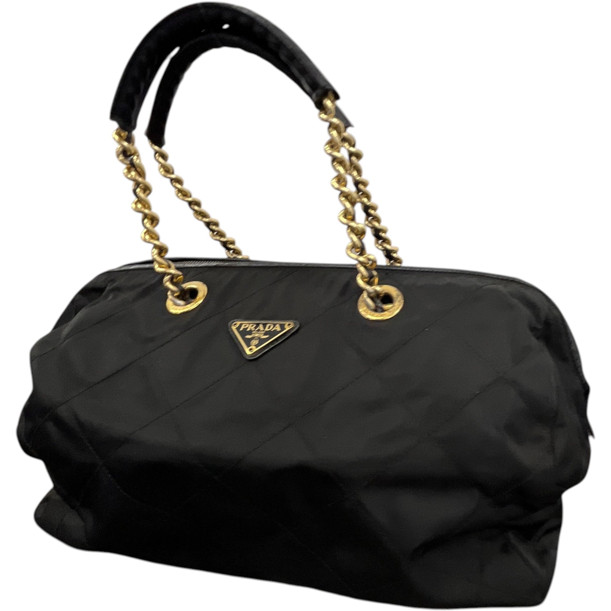 Women's Tessuto Quilted Nylon Boston Handbag Black