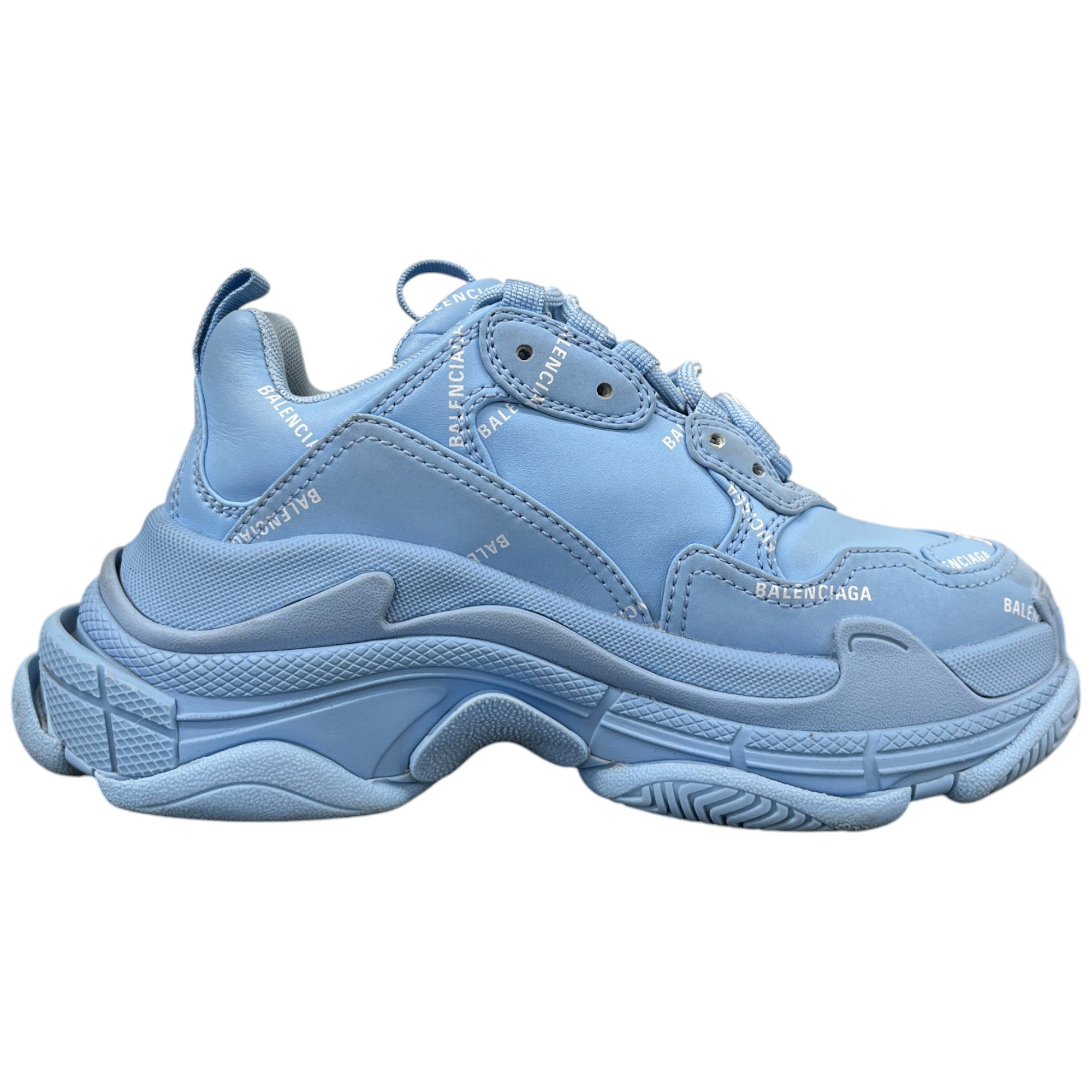 Women's Triple S All Over Logo Low Trainers Blue Size EU 35 / UK 2