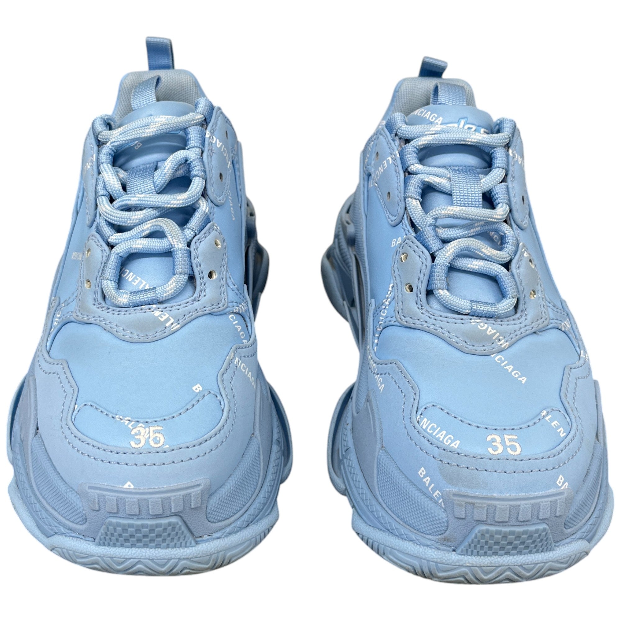 Women's Triple S All Over Logo Low Trainers Blue Size EU 35 / UK 2
