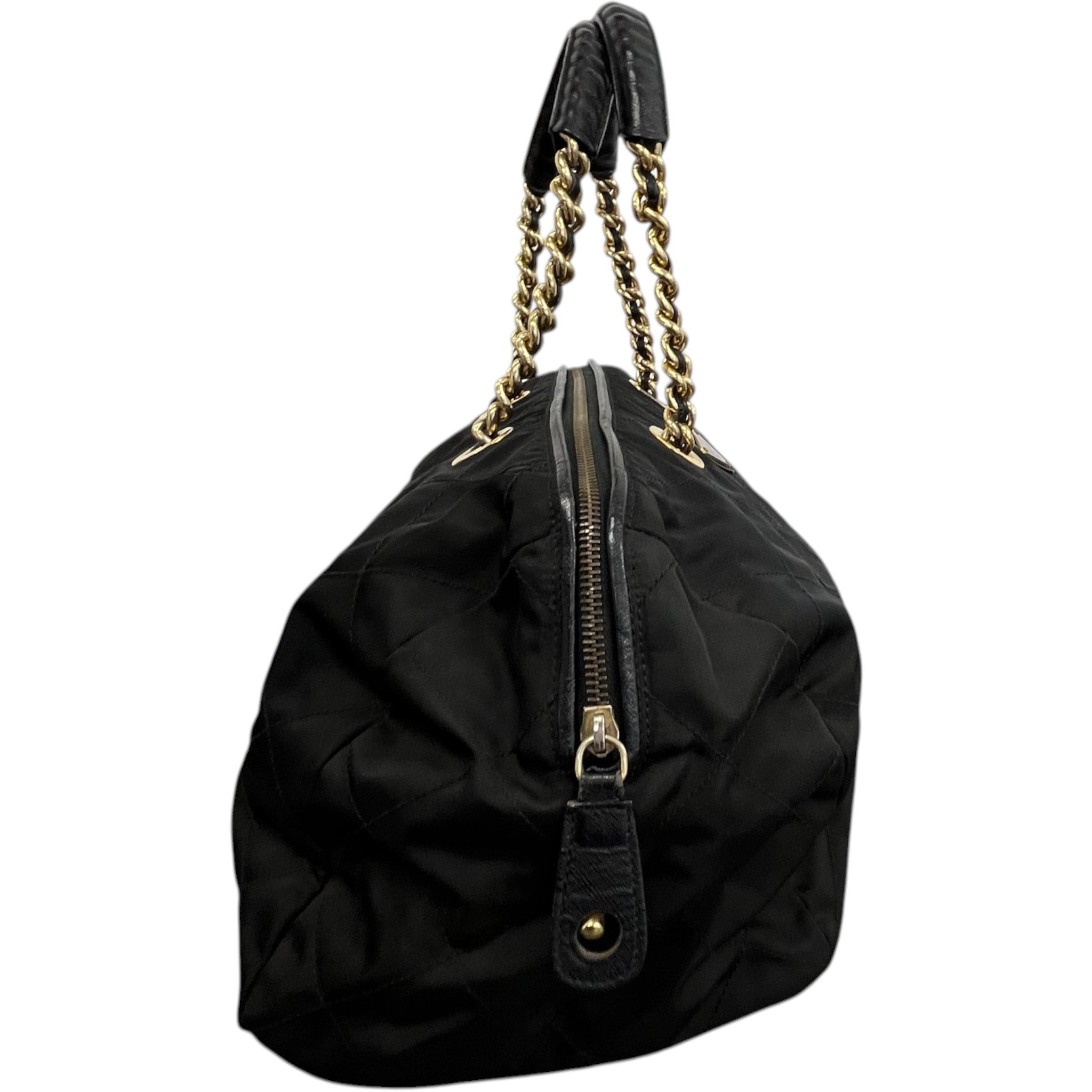 Women's Tessuto Quilted Nylon Boston Handbag Black