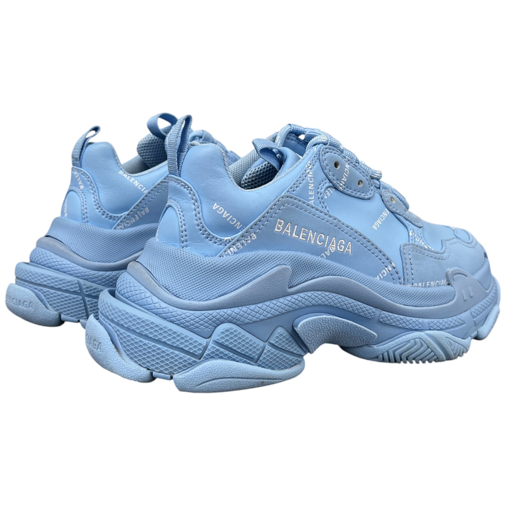Women's Triple S All Over Logo Low Trainers Blue Size EU 35 / UK 2